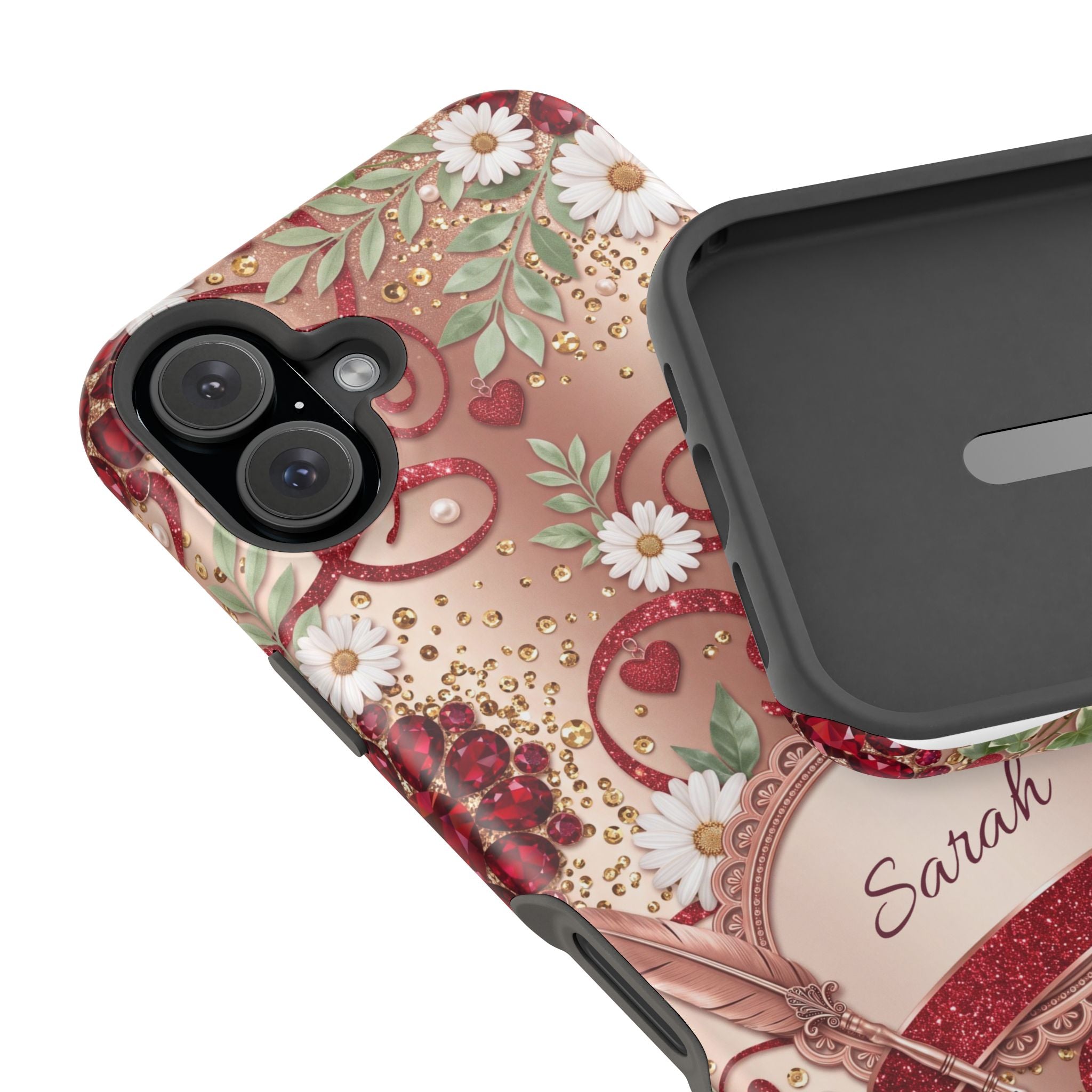 Personalized Vintage Floral Teacher Phone Case — Wireless Charging Cover