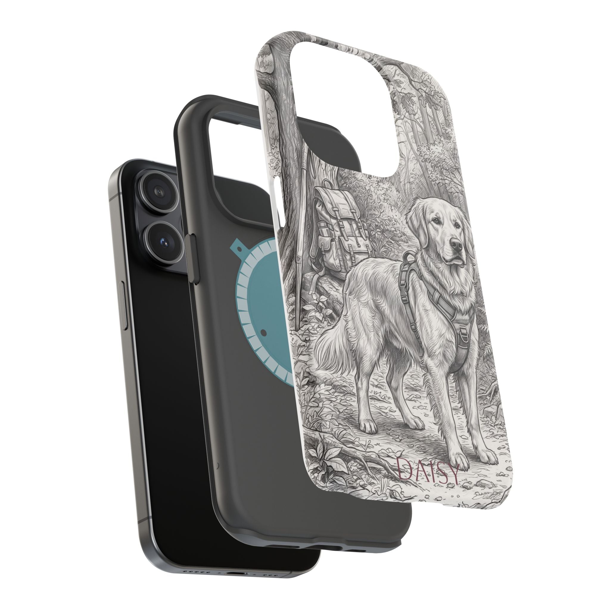Personalized Golden Retriever Woodland Trail Phone Case — Wireless Charging Cover