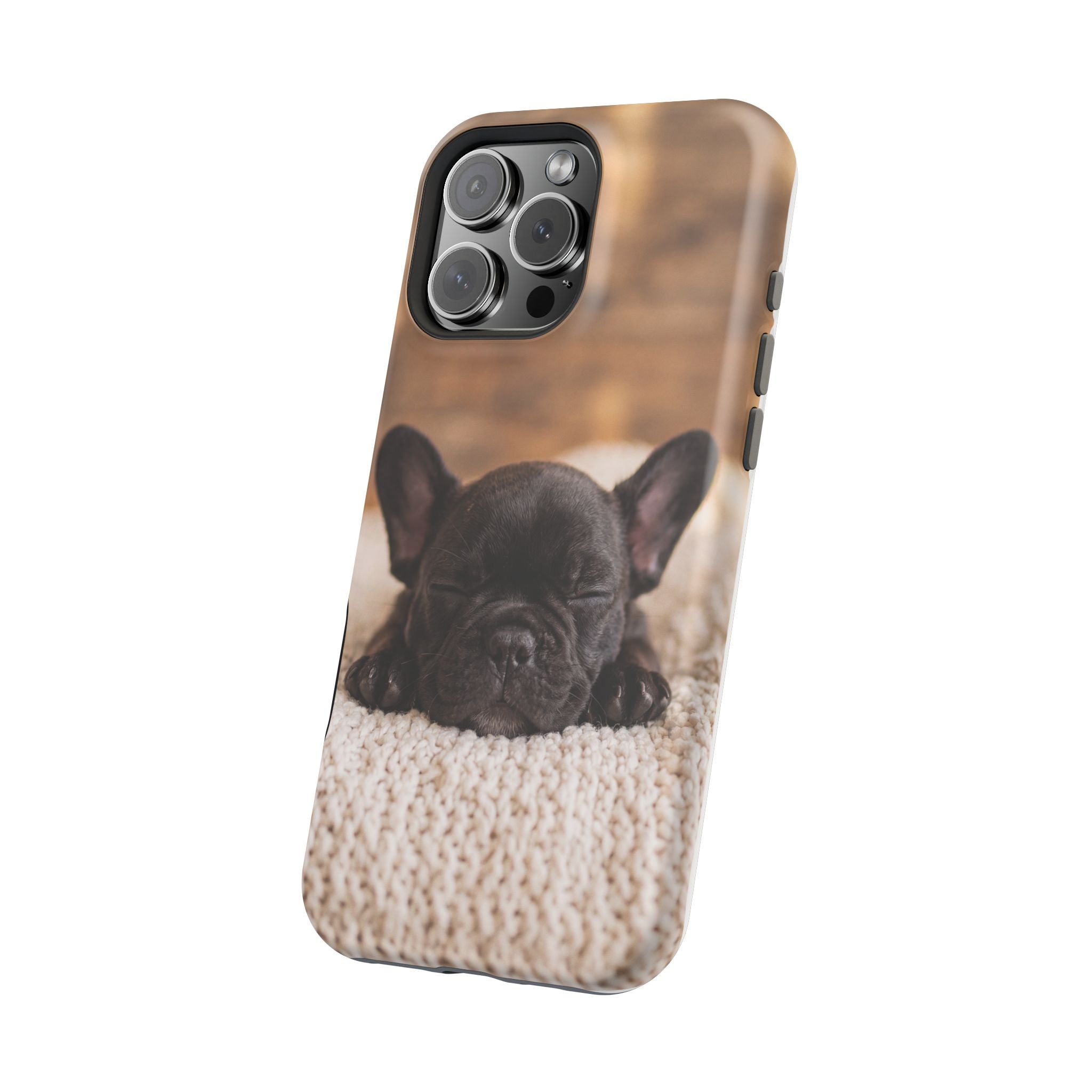Sleepy French Bulldog Phone Case — Impact-Resistant Wireless Charging Cover