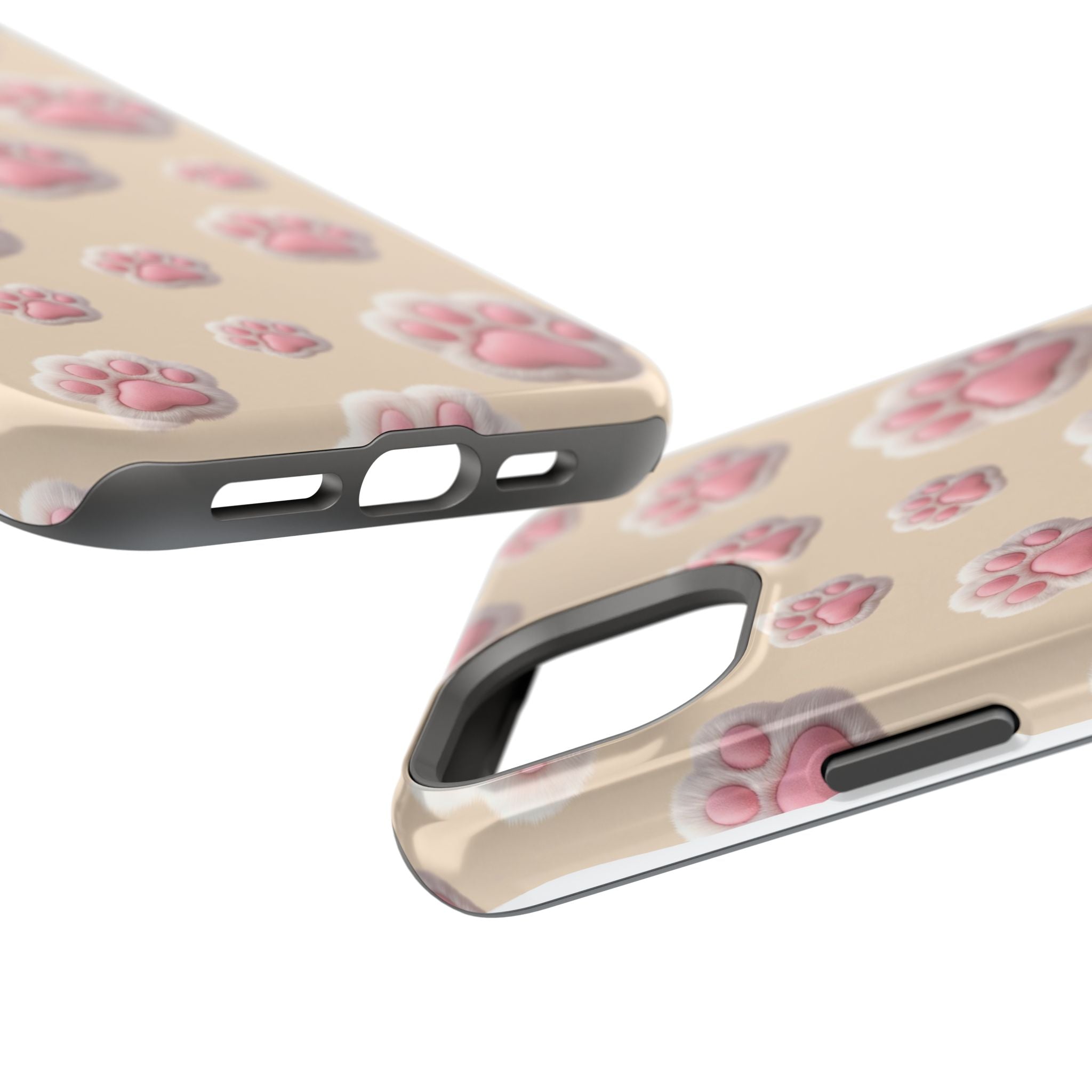 Pink Paw Print Phone Case — Impact-Resistant Wireless Charging Cover