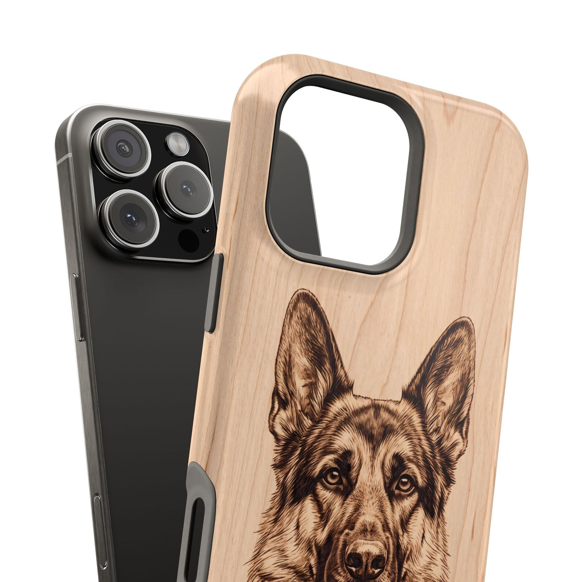 German Shepherd Phone Case | Pyrography Art — Tough Magnetic Case with Wireless Charging