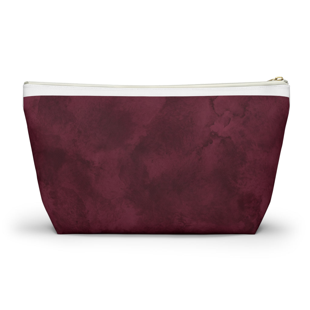 RN Silver Caduceus Burgundy Accessory Pouch — T-Bottom Zipper Bag