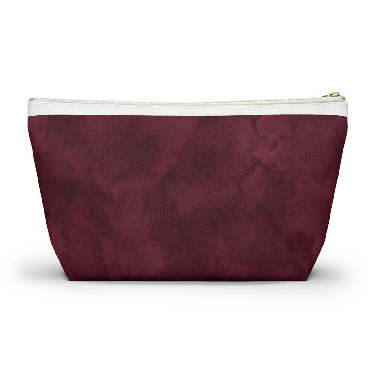RN Silver Caduceus Burgundy Accessory Pouch — T-Bottom Zipper Bag