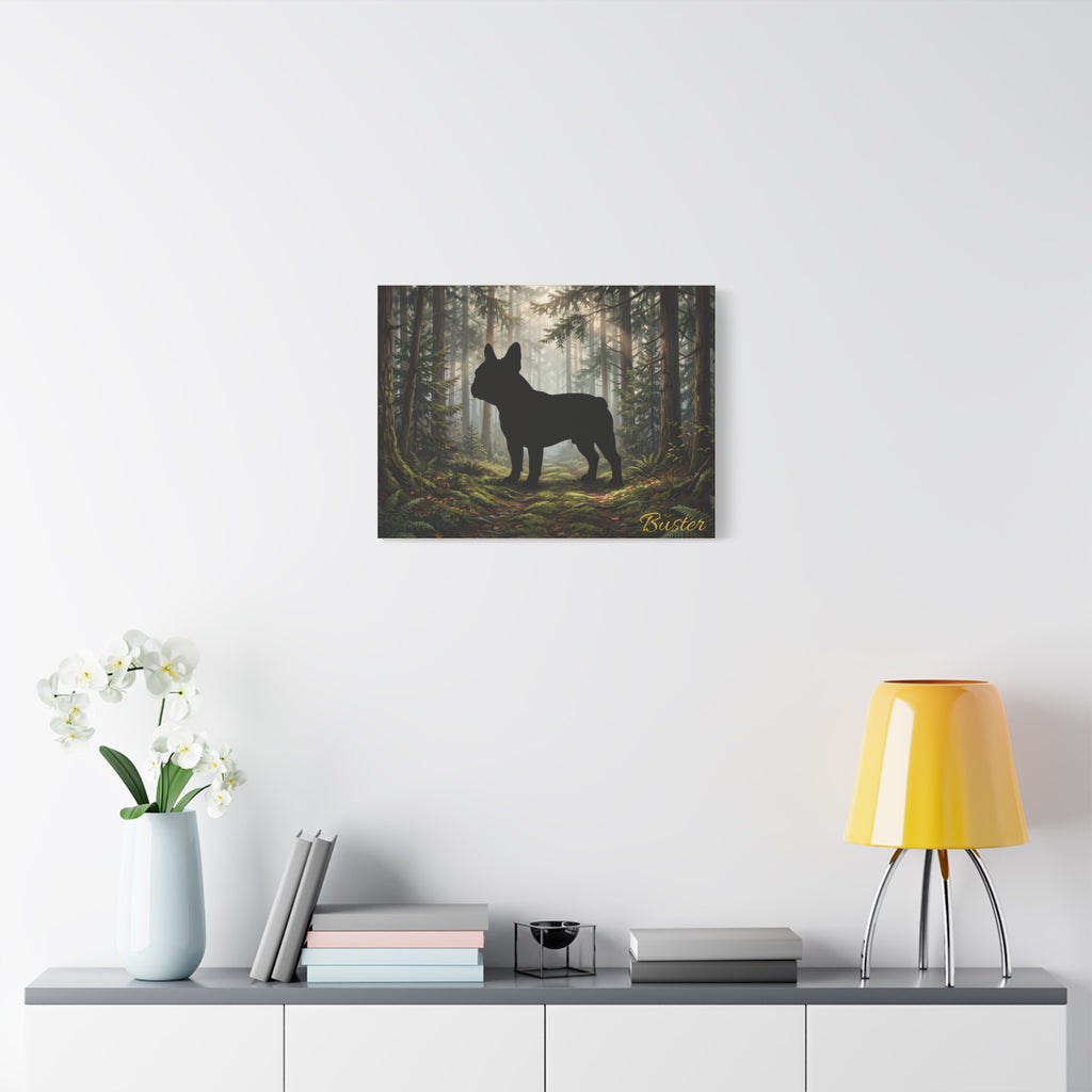 French Bulldog Silhouette Personalized Canvas | Misty Forest Wall Art