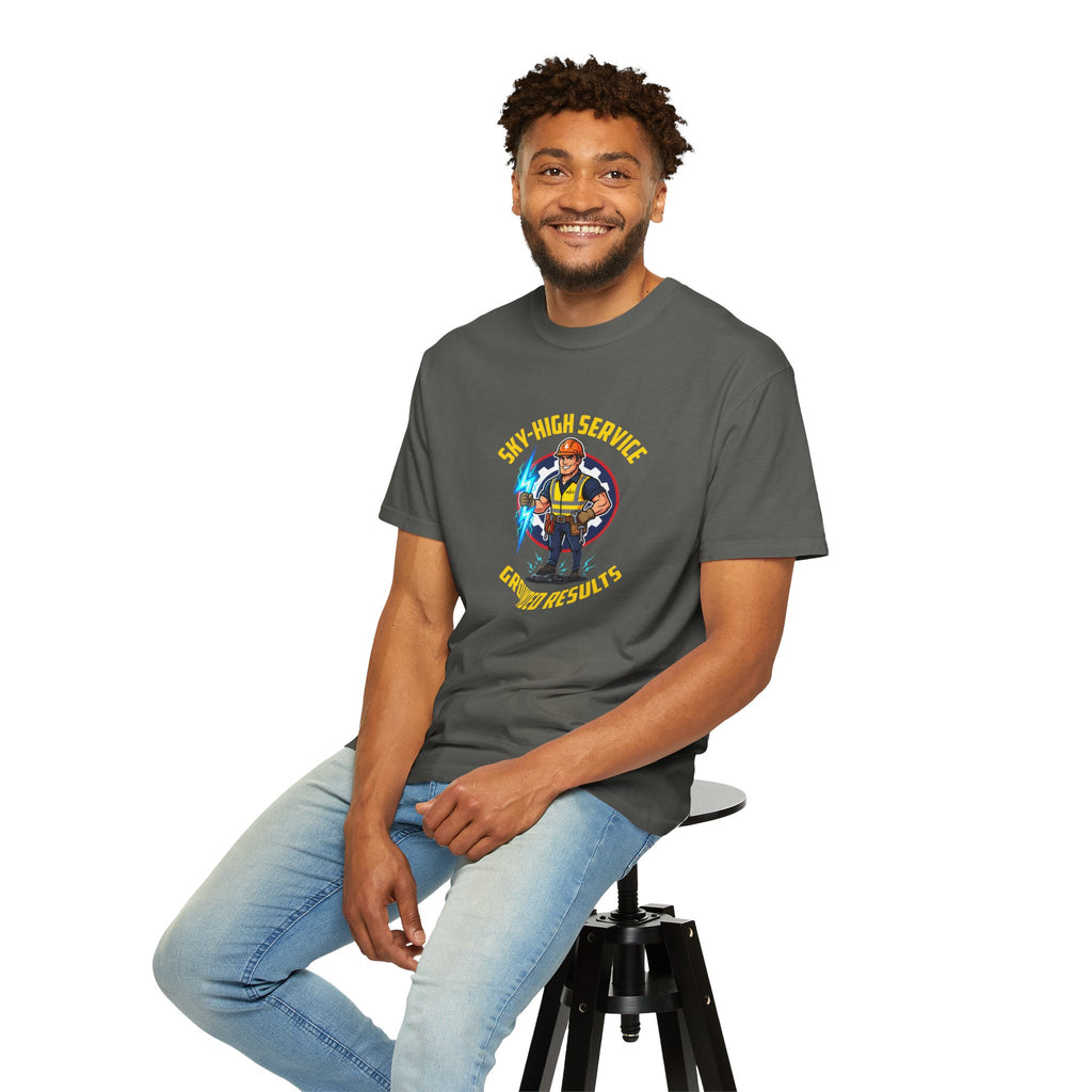 Sky-High Service Grounded Results Electrician T-Shirt