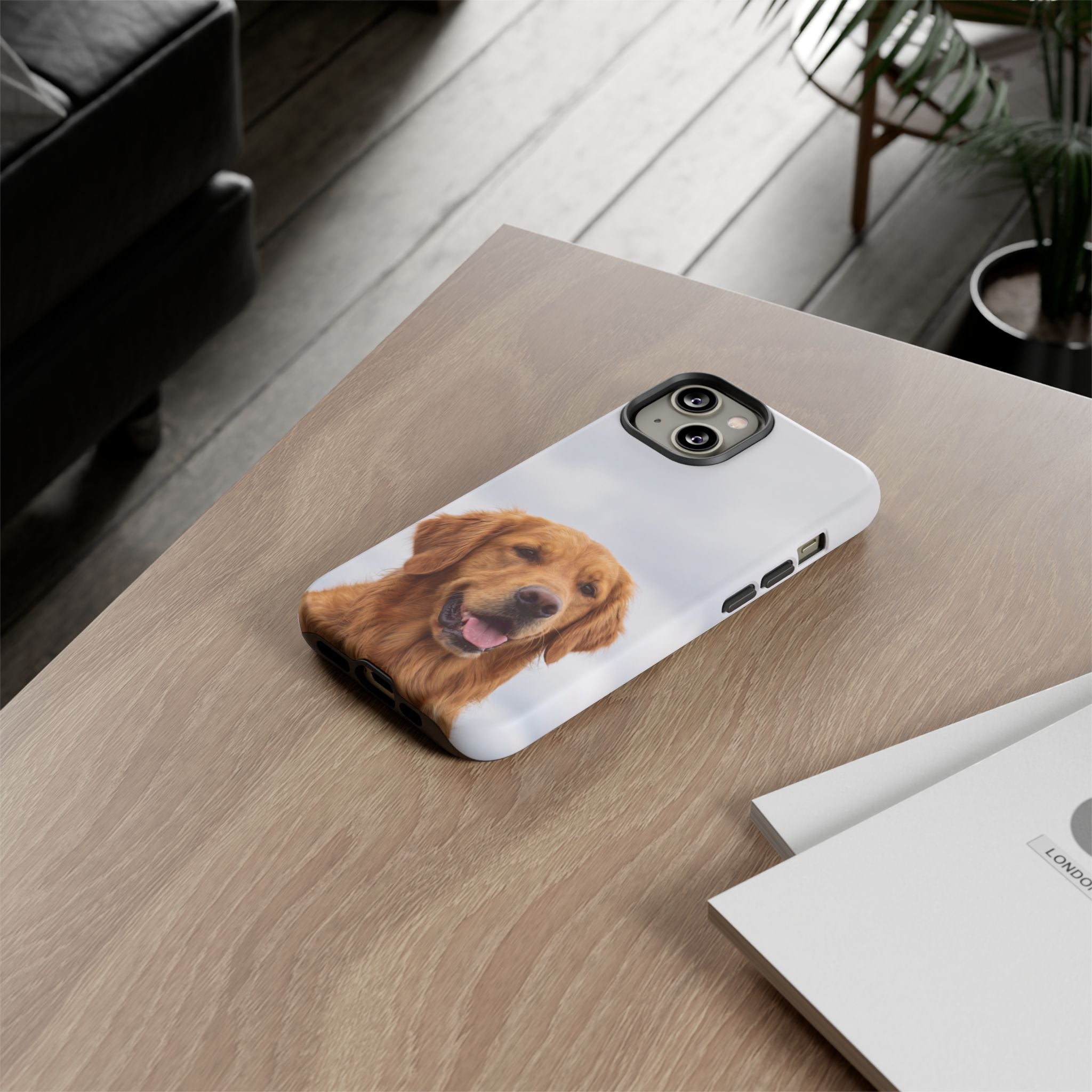 Golden Retriever Portrait Phone Case | Happy Dog Photo on Soft Sky Background | Samsung & iPhone