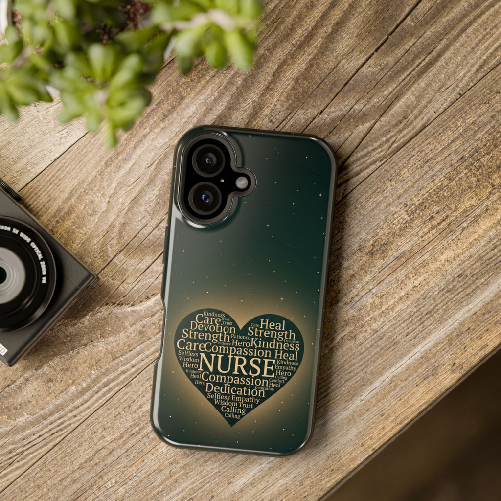 Nurse Heart Word and Art Phone Case — Impact-Resistant Wireless Charging Cover