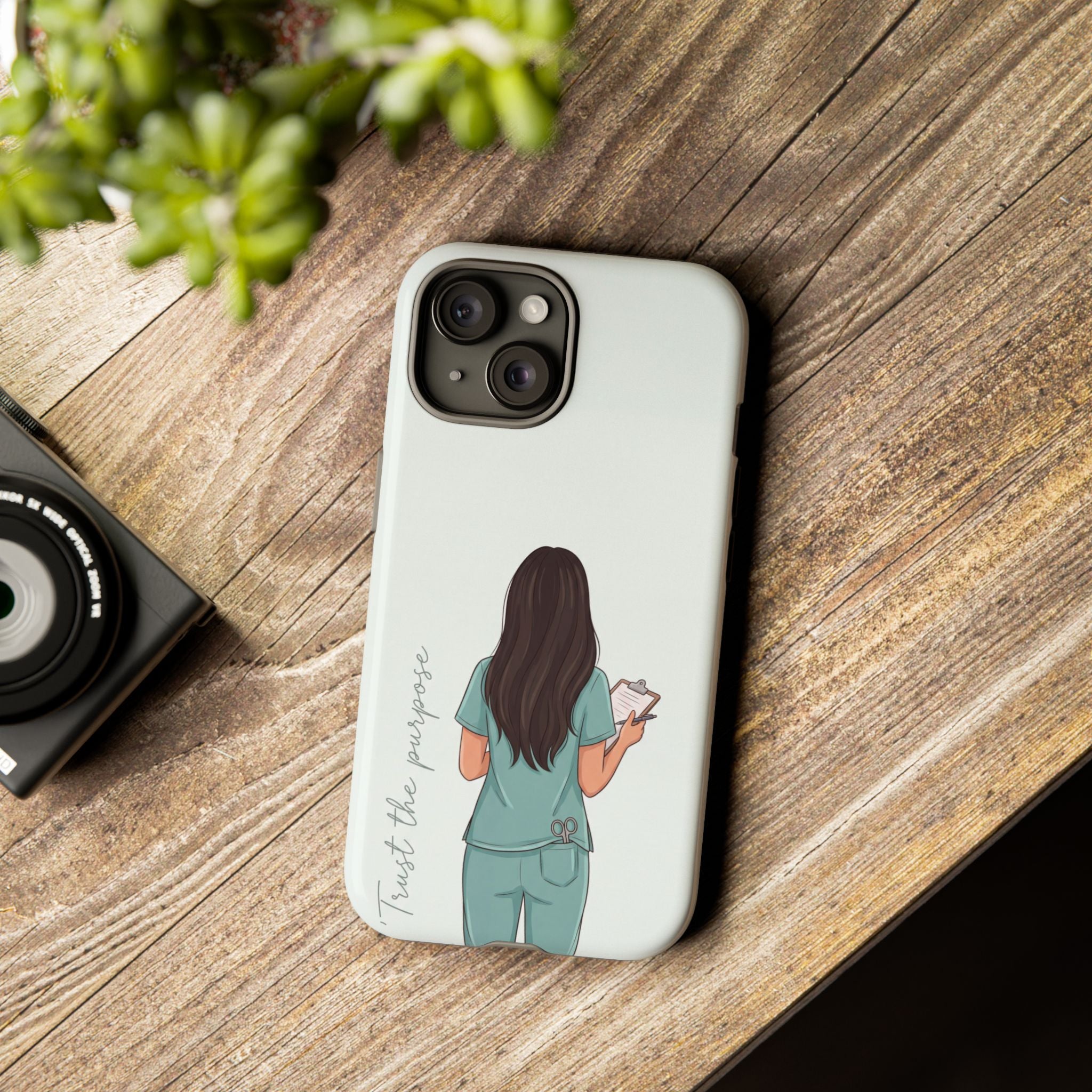 "Trust the Purpose" Nurse Phone Case | Illustrated Nurse in Scrubs Design | iPhone & Samsung