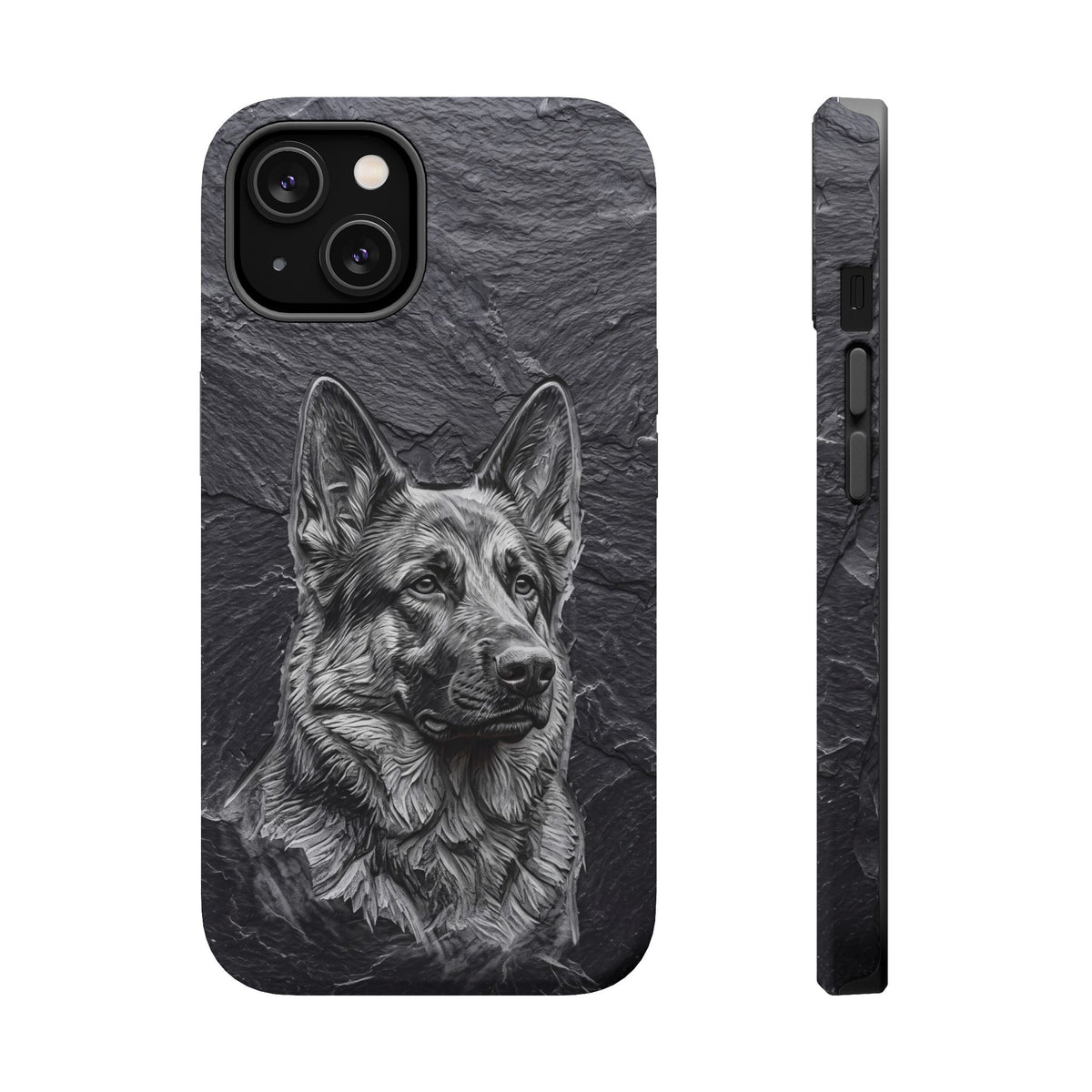 German Shepherd Phone Case | Carved Stone Art — Tough Magnetic Case with Wireless Charging