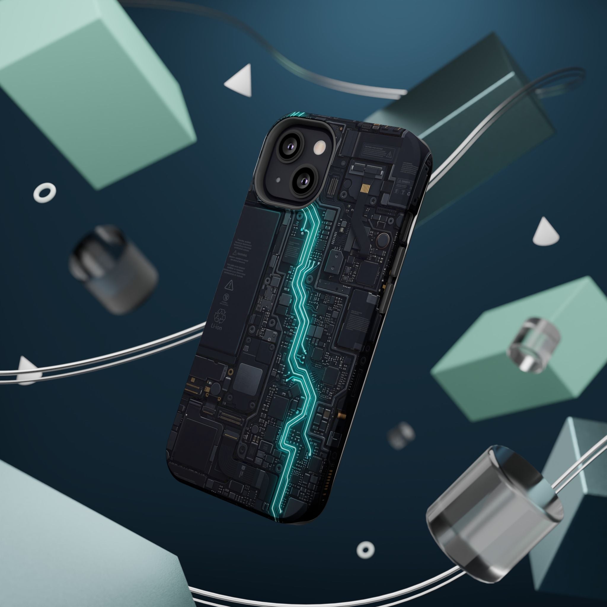 Cyan Bolt Electrician Phone Case — Electric Circuit Wireless Charging Cover