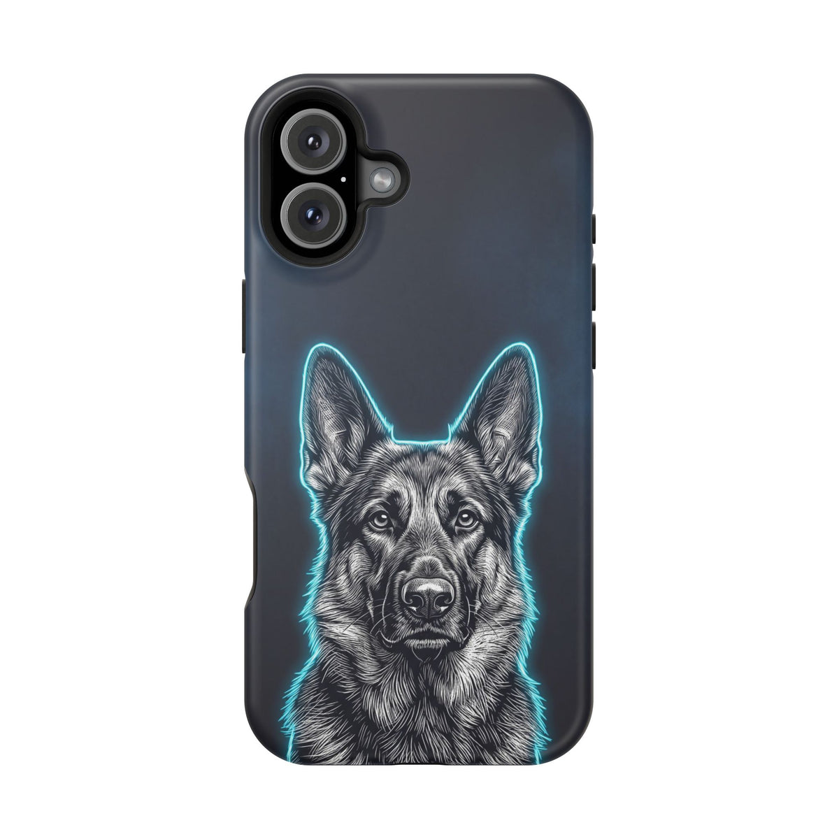 German Shepherd Phone Case | Neon Glow Sketch Art — Tough Magnetic Case with Wireless Charging