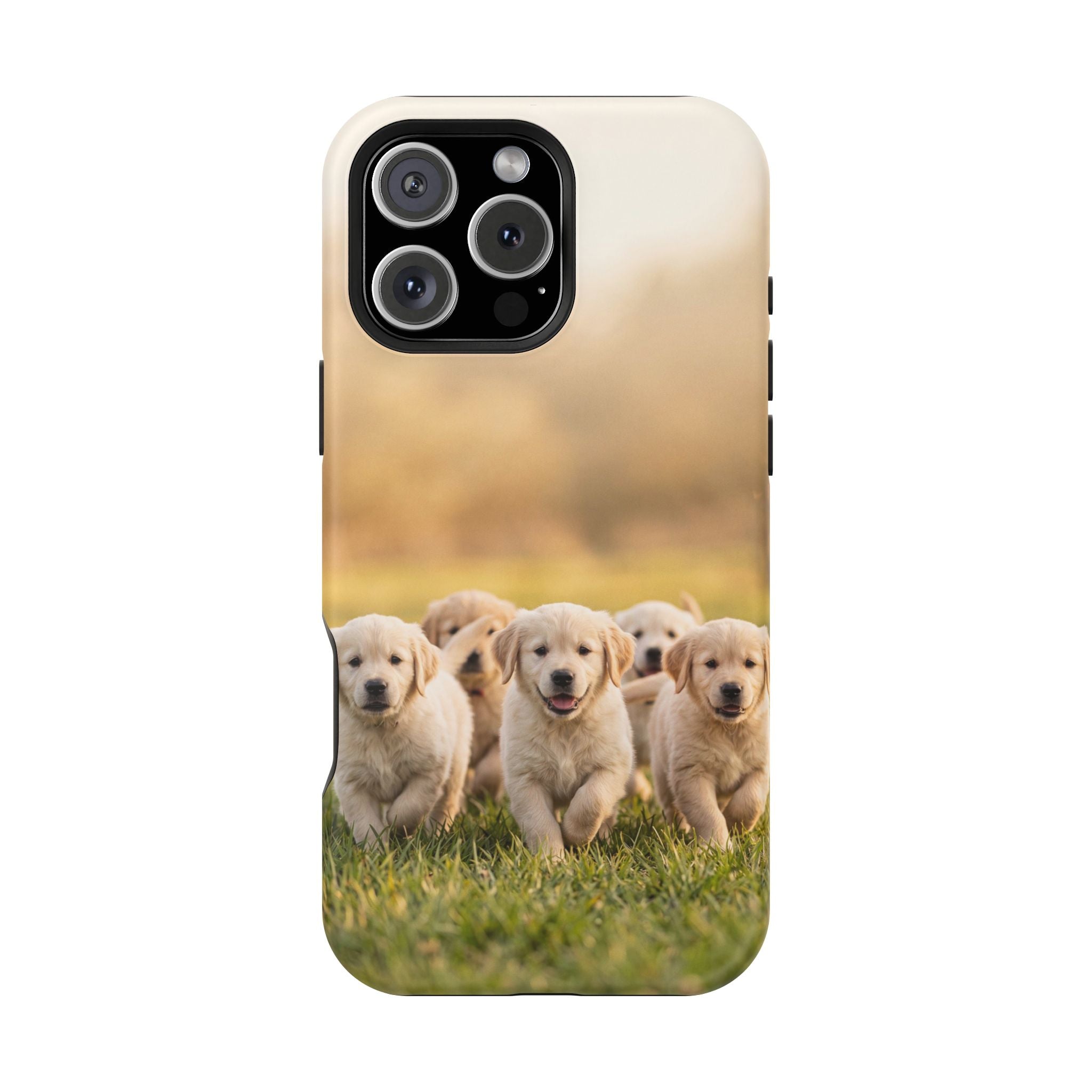 Golden Retriever Puppies Phone Case — Impact-Resistant Wireless Charging Cover