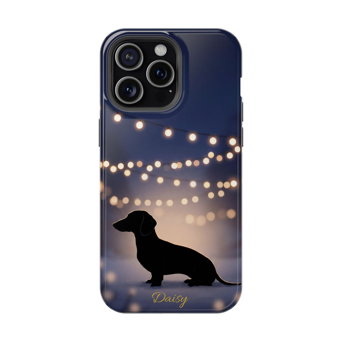 Personalized Dachshund Fairy Lights Phone Case — Wireless Charging Cover
