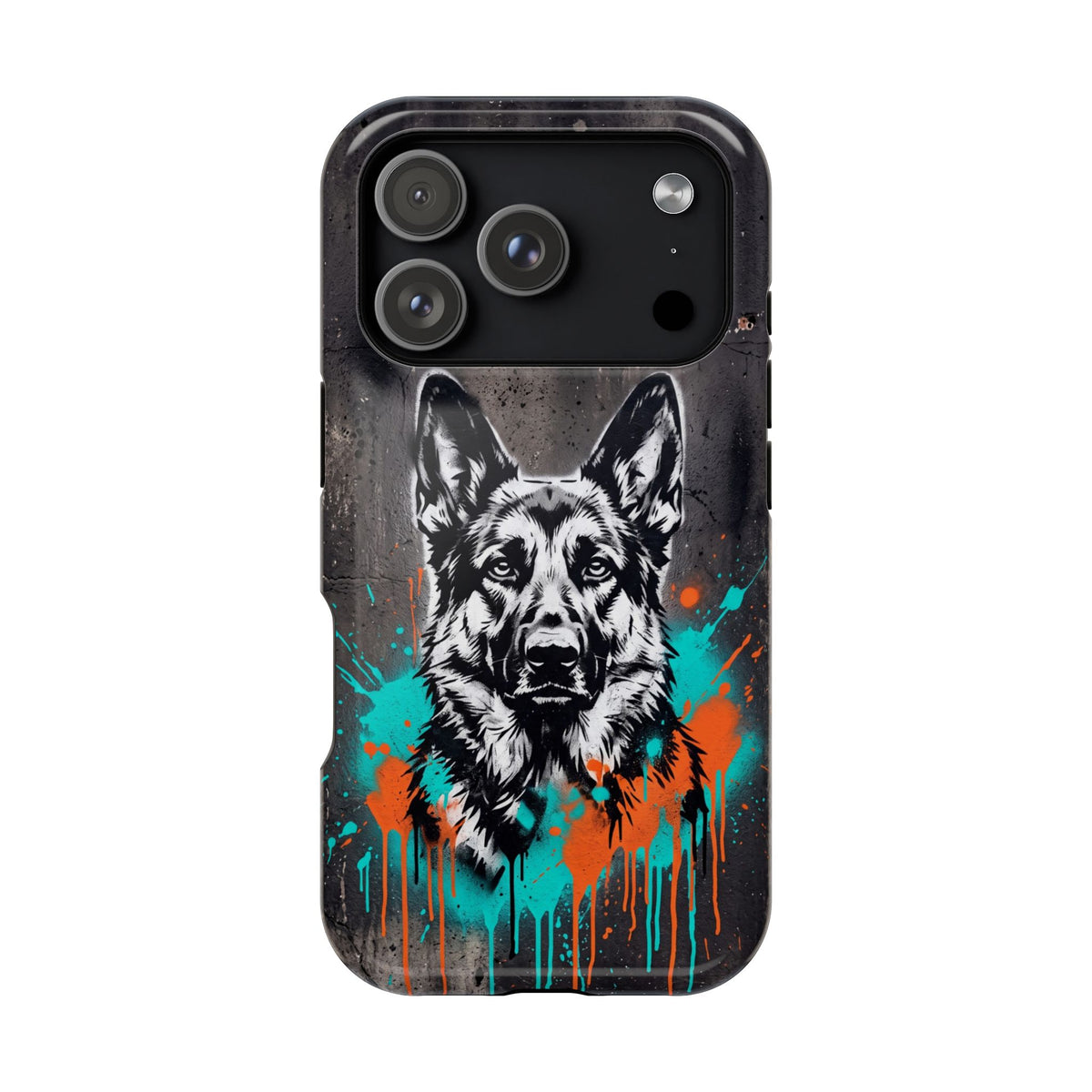 German Shepherd Phone Case | Graffiti Street Art — Tough Magnetic Case with Wireless Charging