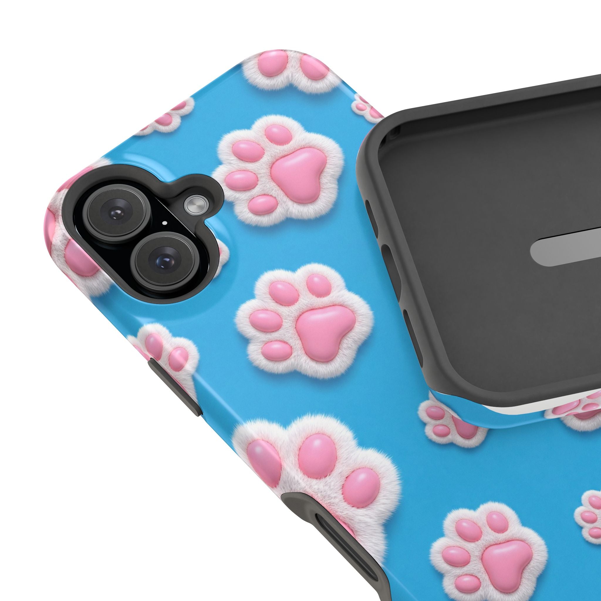 Fluffy Paw Print Phone Case | Cute 3D Pink Paw Pattern Case for Dog & Cat Lovers | iPhone & Samsung