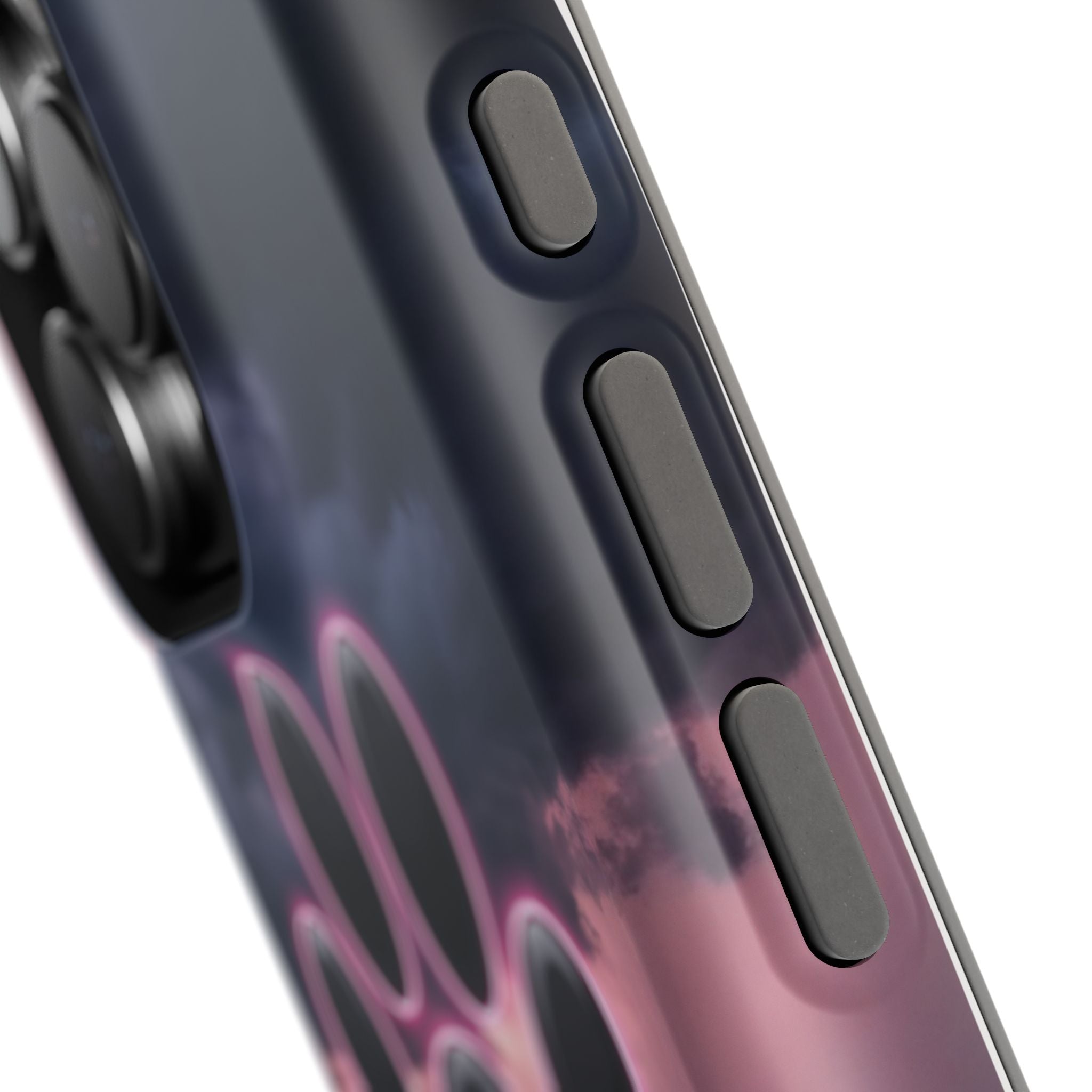 Neon Paw Print Phone Case — Impact-Resistant Wireless Charging Cover