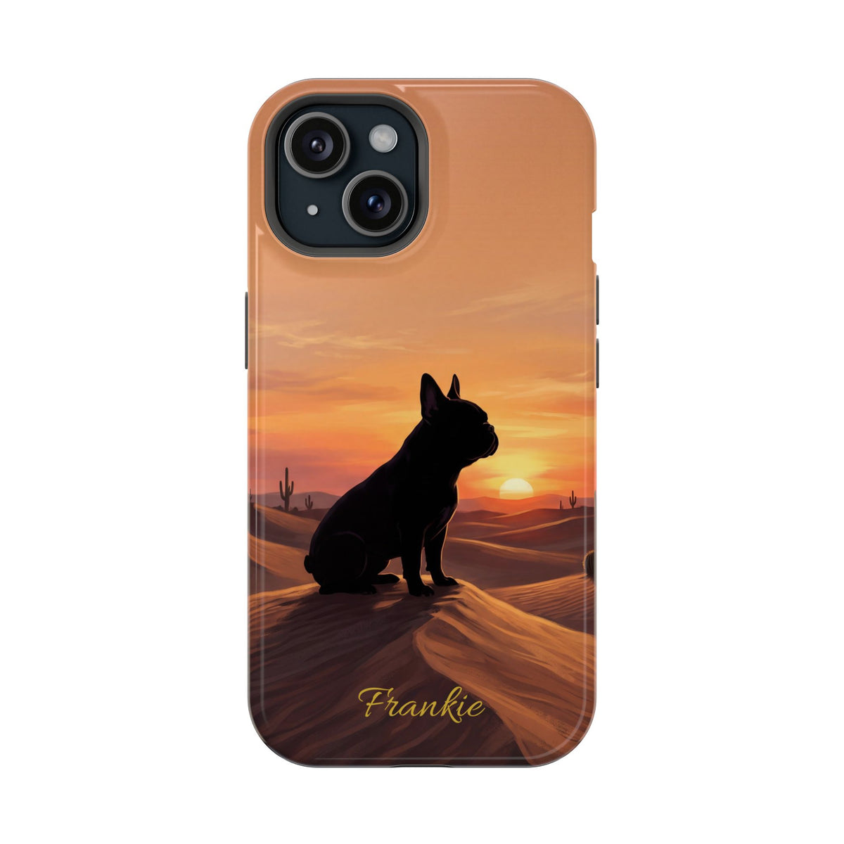 Personalized French Bulldog Desert Sunset Phone Case — Wireless Charging Cover