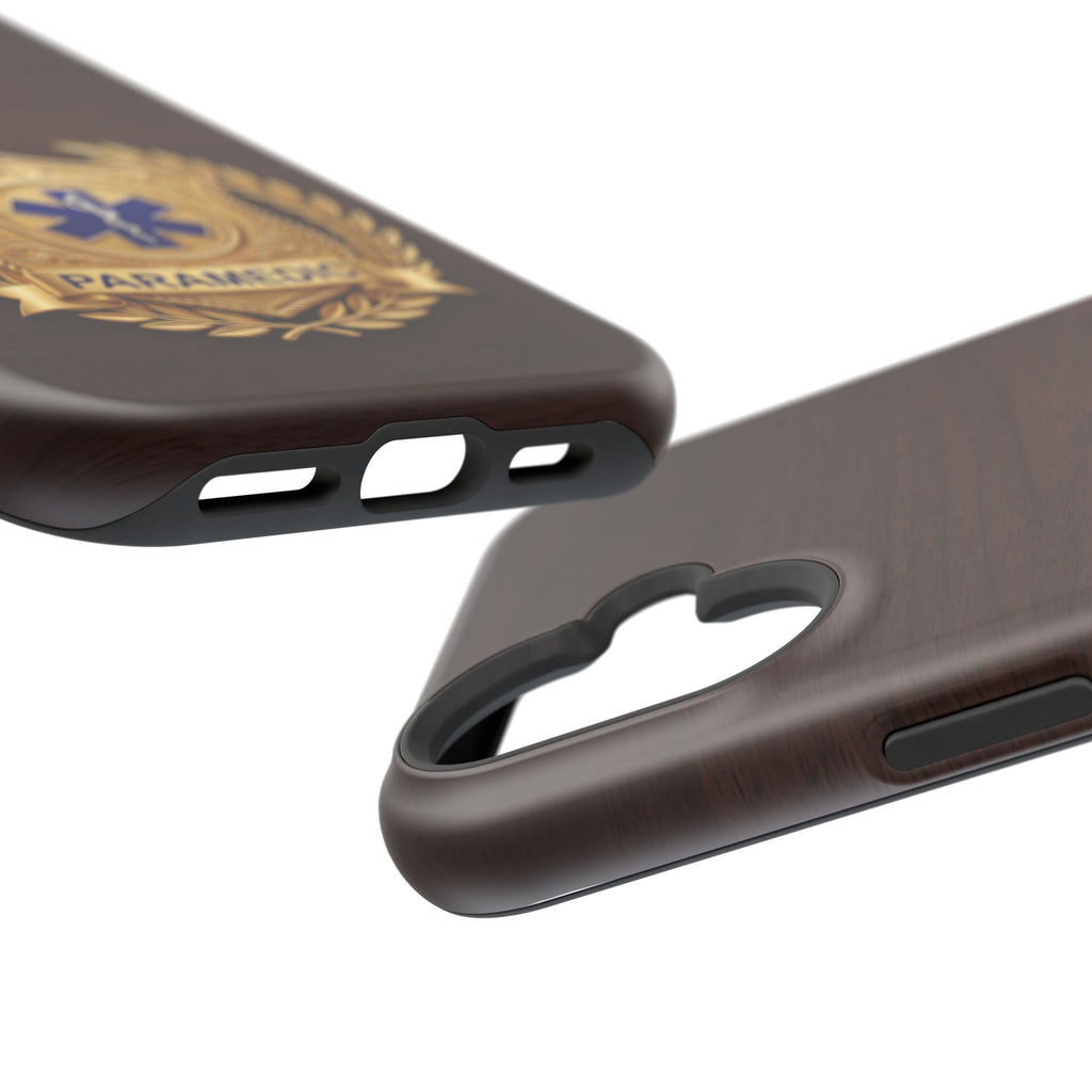 Gold Paramedic Laurel Badge Wood Phone Case — Magnetic Wireless Charging Cover