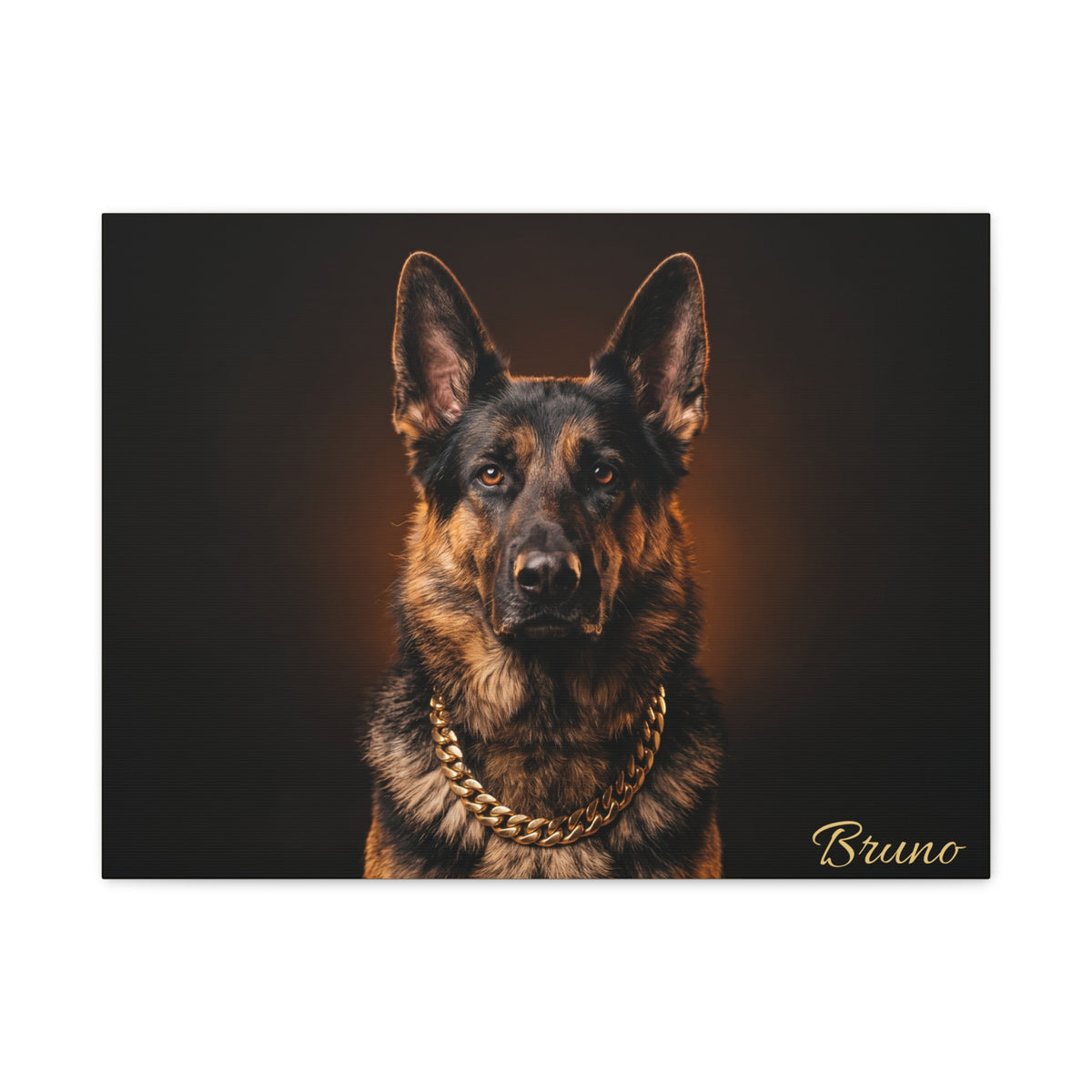 German Shepherd Personalized Canvas | Gold Chain Boss Dog Wall Art