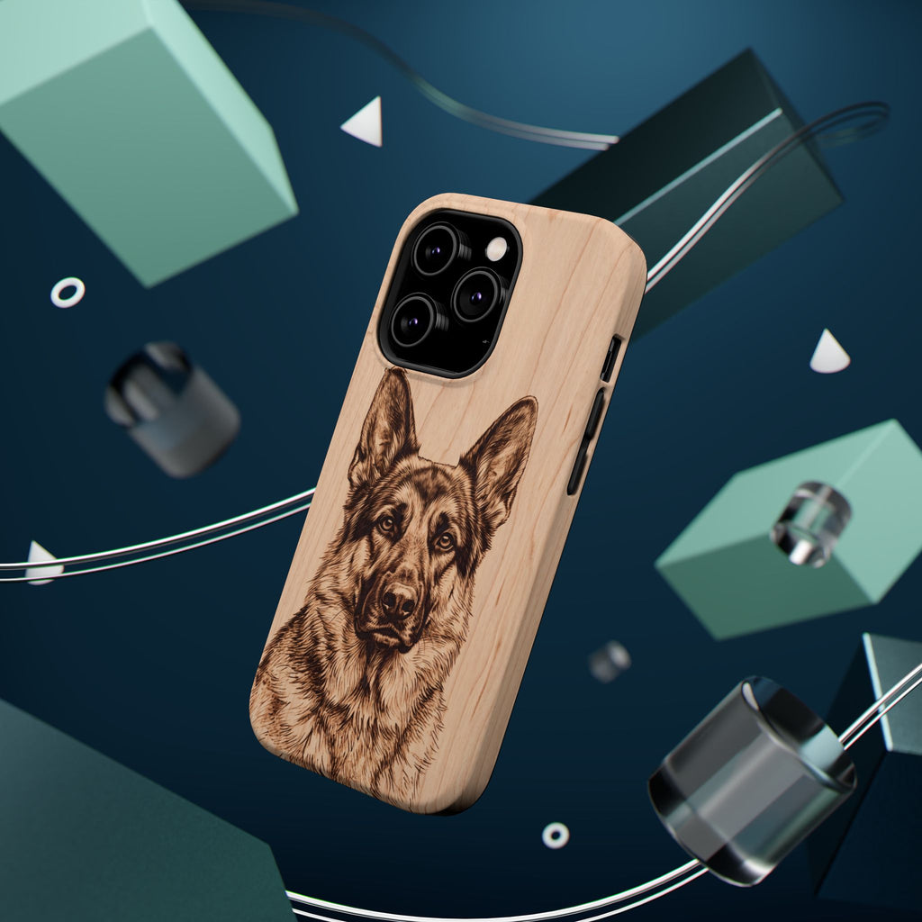 German Shepherd Phone Case | Pyrography Art — Tough Magnetic Case with Wireless Charging