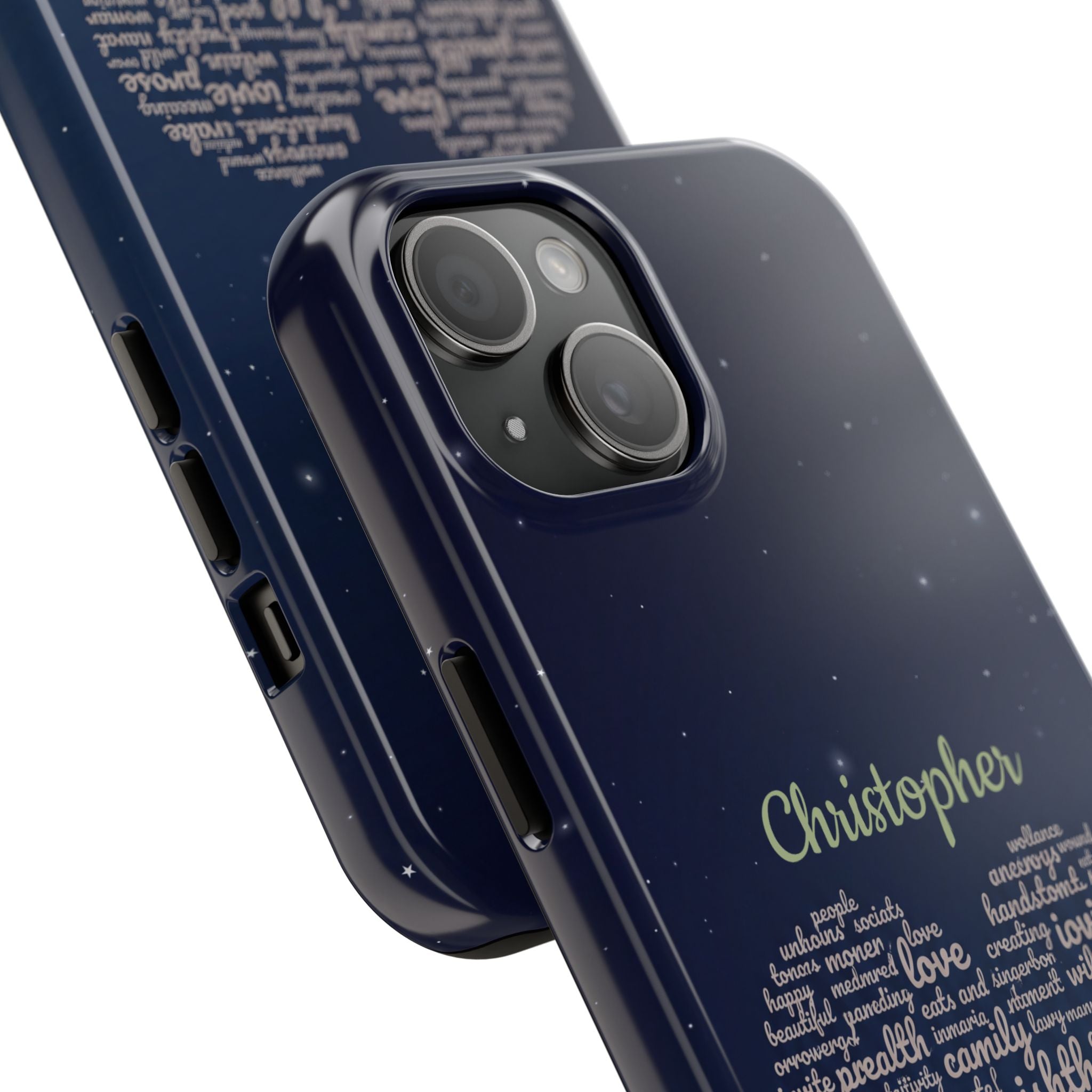 Personalized Teacher Heart Word Cloud Phone Case — Custom Name Starry Design