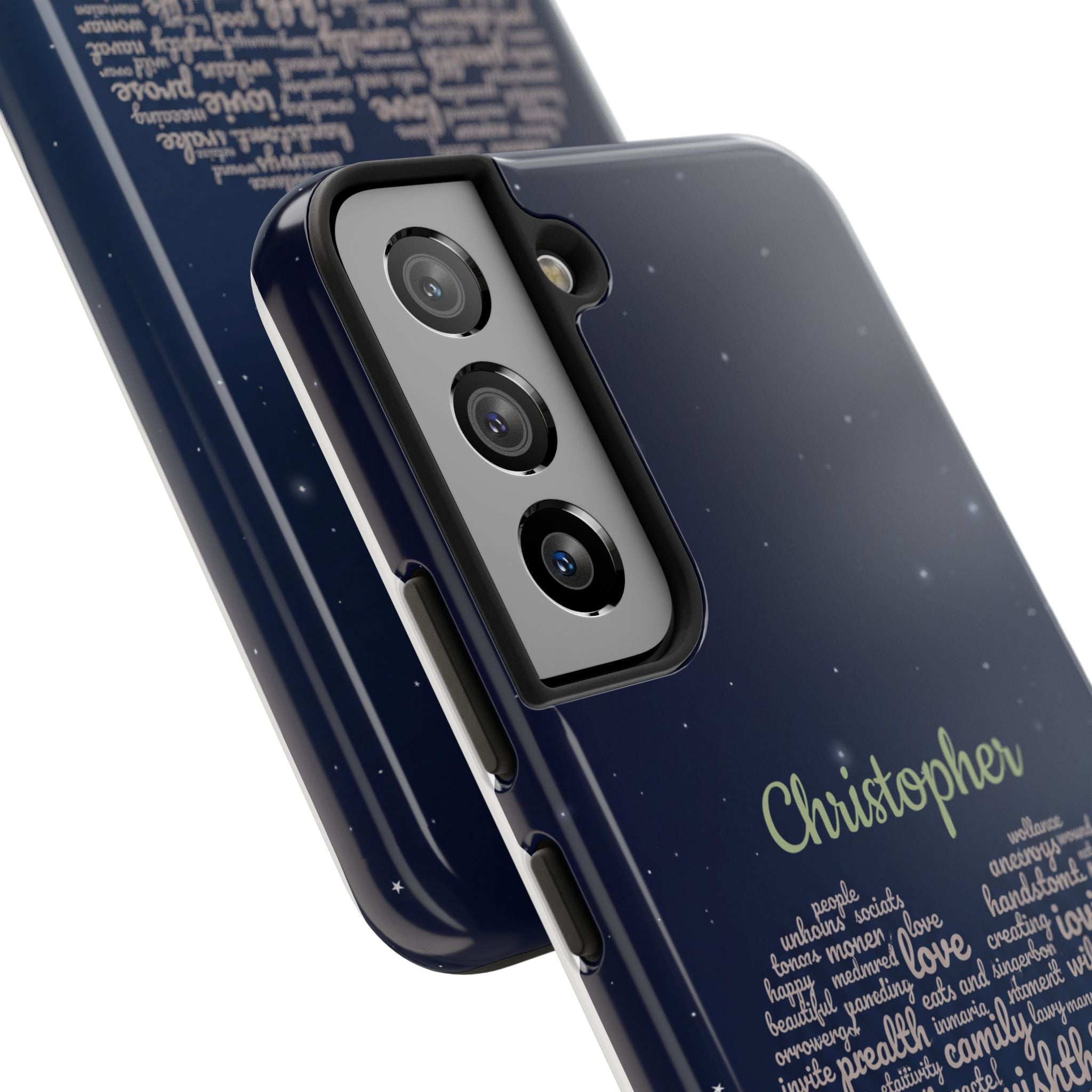 Personalized Teacher Heart Word Cloud Phone Case — Custom Name Starry Design