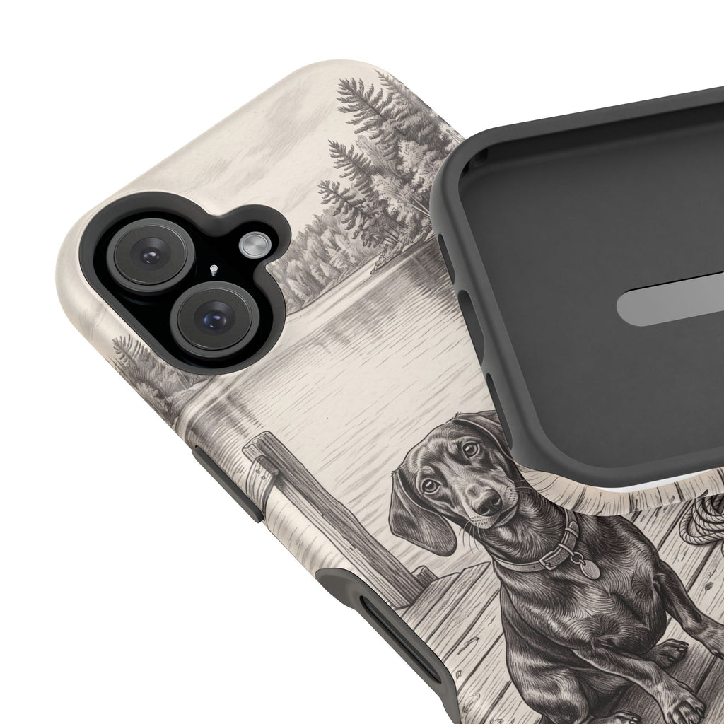 Personalized Dachshund Sunset Beach Phone Case — Wireless Charging Cover