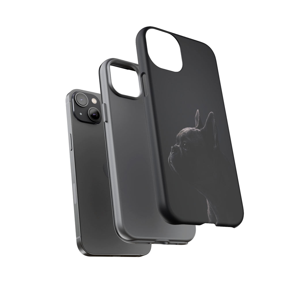 Silhouette French Bulldog Phone Case | Minimalist Black-on-Black Frenchie Profile | iPhone & Samsung