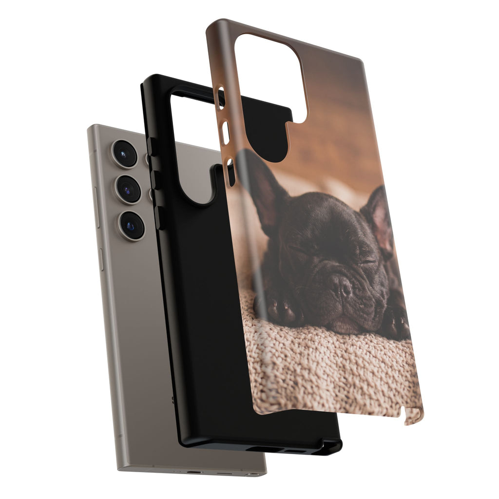 Sleeping French Bulldog Phone Case | Cozy Frenchie Resting on Blanket | iPhone & Samsung