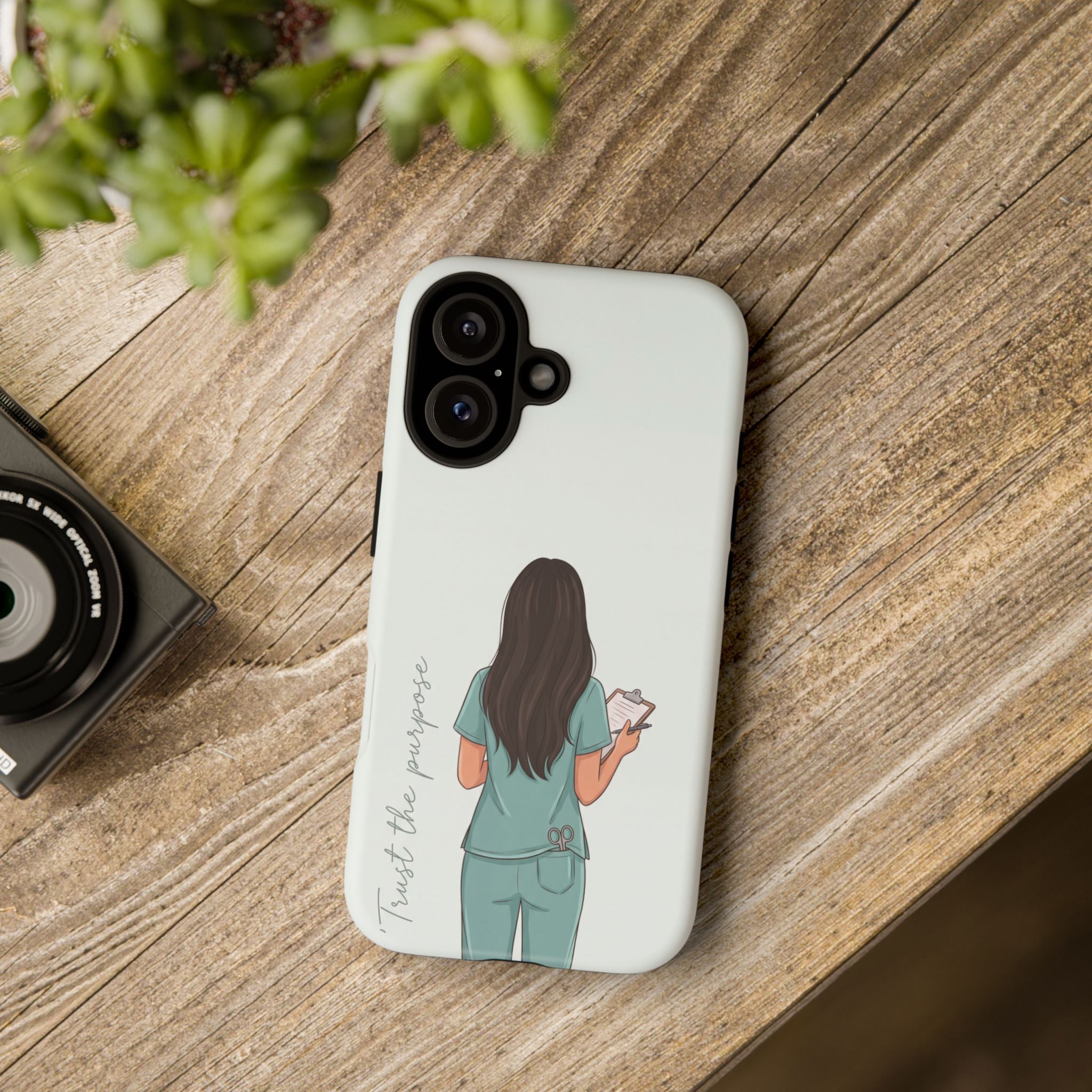 "Trust the Purpose" Nurse Phone Case | Illustrated Nurse in Scrubs Design | iPhone & Samsung