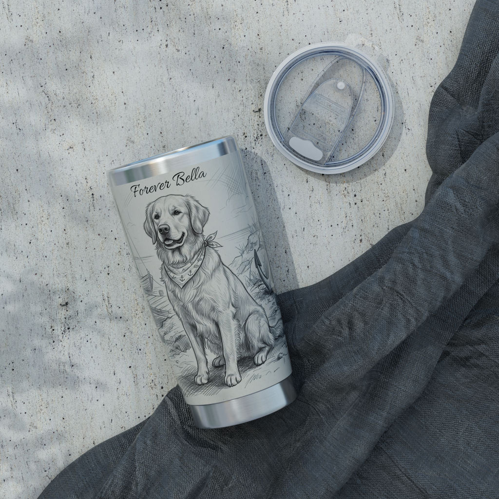 Golden Retriever Tumbler Personalized – 20 oz Stainless Steel Travel Mug with Custom Name, Autumn Leaves Design