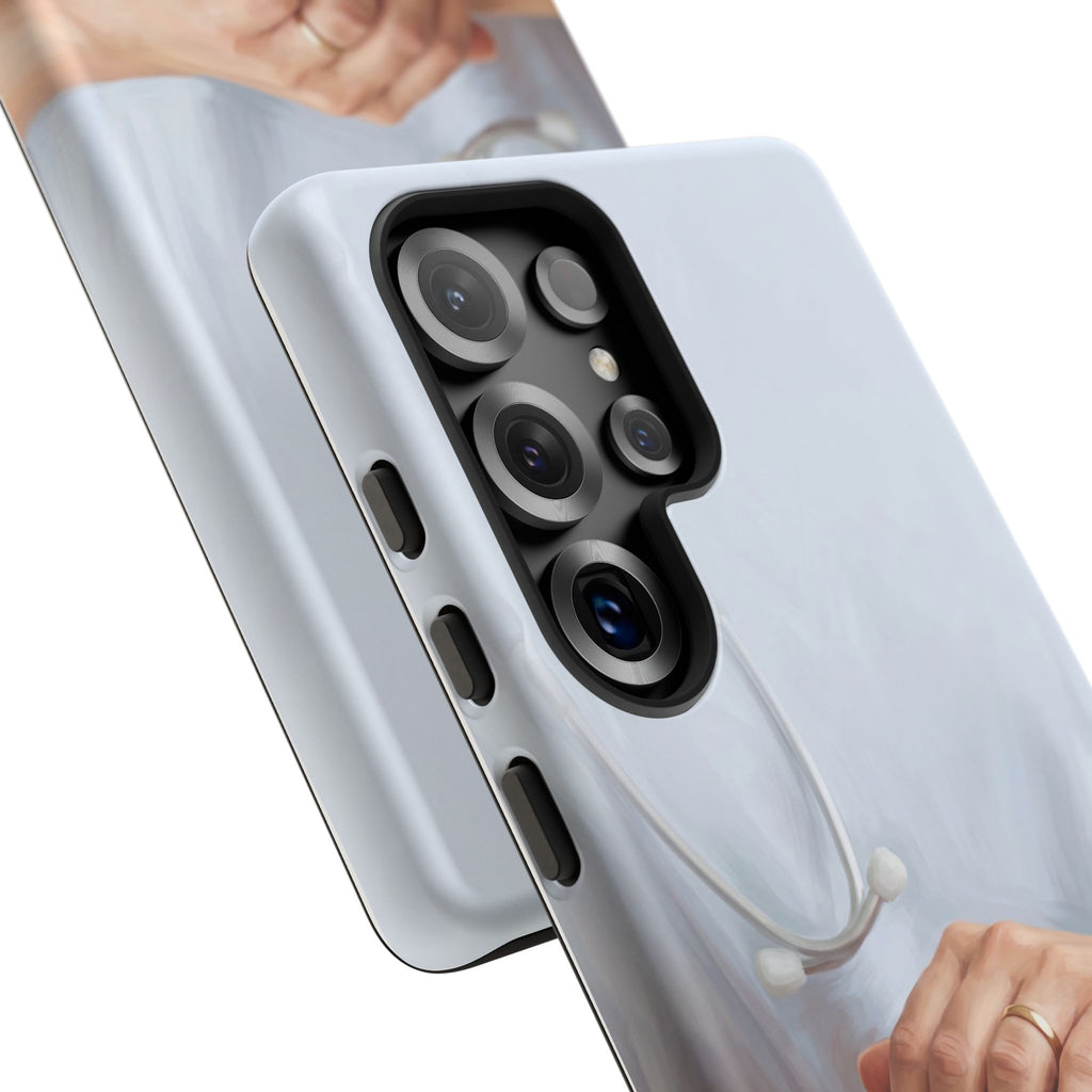 Nurse's Comforting Hands Phone Case | Caring Hands & Stethoscope Illustration | iPhone & Samsung