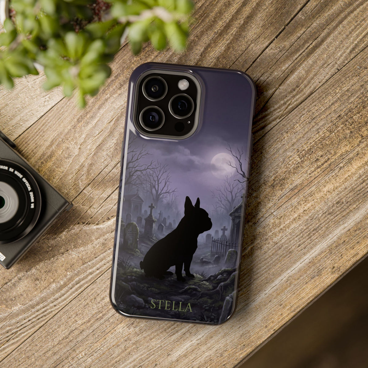 Personalized French Bulldog Moonlit Graveyard Phone Case — Wireless Charging Cover
