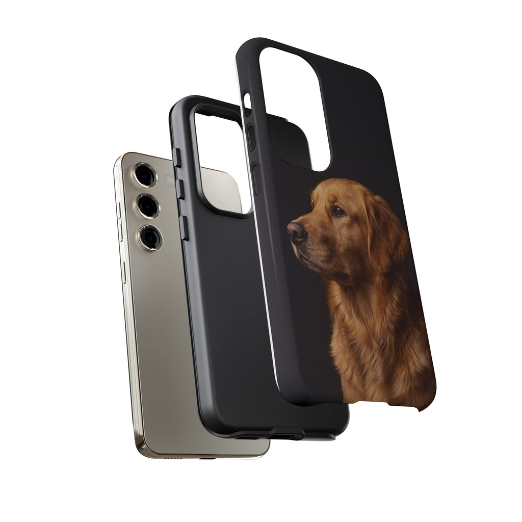 Golden Retriever Portrait Phone Case | Realistic Dog Photo on Black Background | iPhone & Samsung