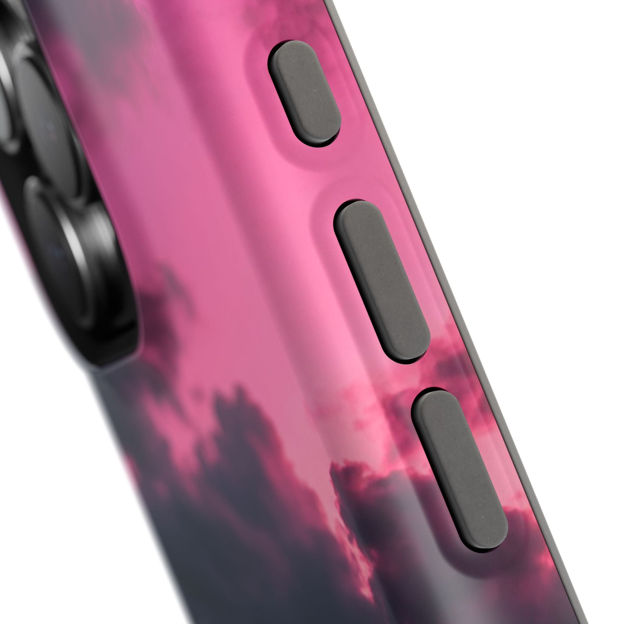 Pink Sky Paw Print Phone Case — Impact-Resistant Wireless Charging Cover