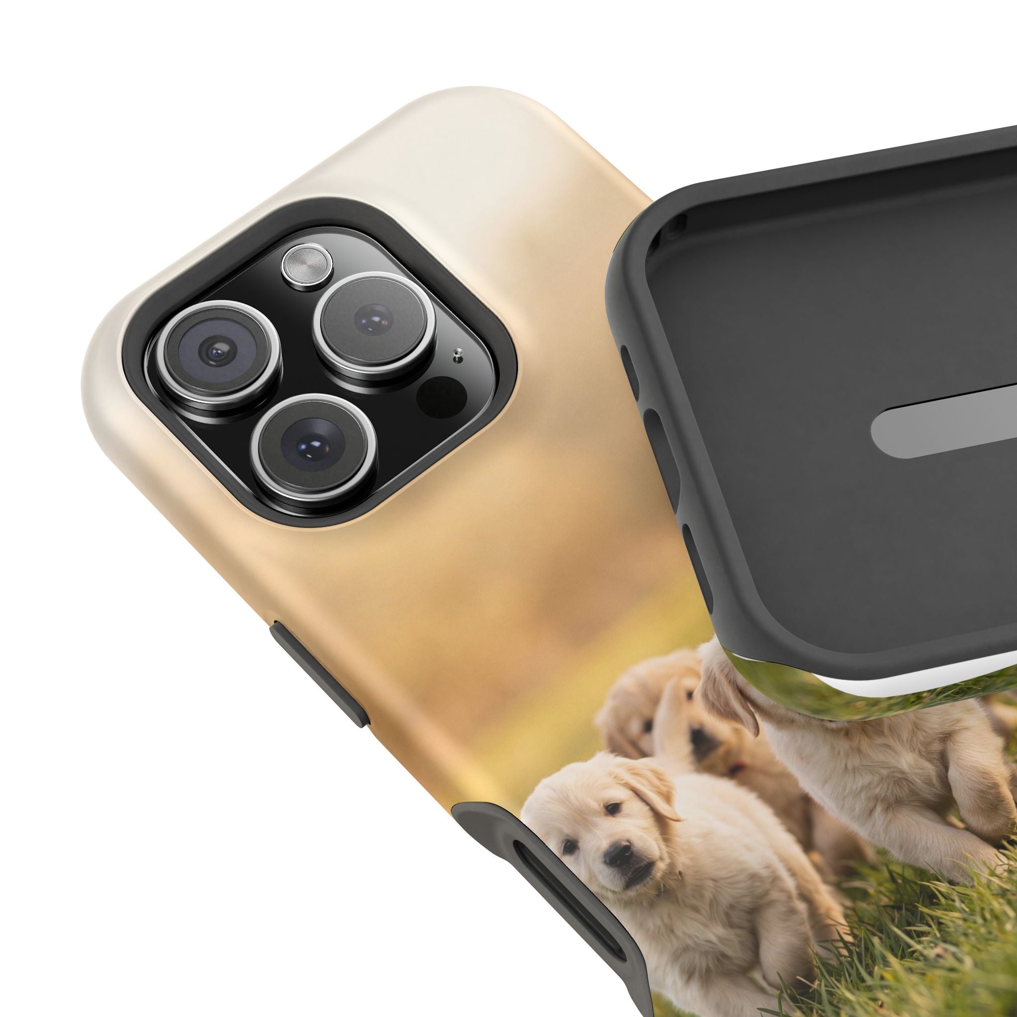 Golden Retriever Puppies Phone Case — Impact-Resistant Wireless Charging Cover