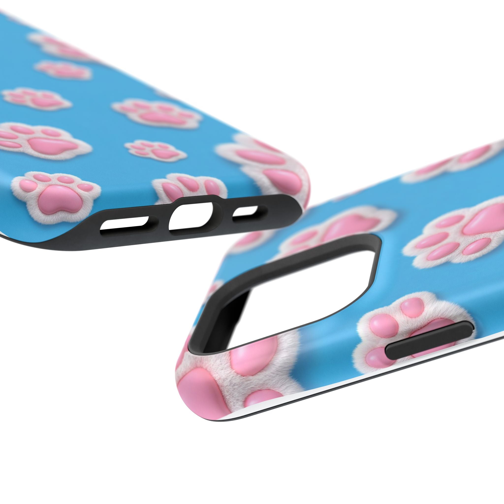 Fluffy Paw Print Phone Case | Cute 3D Pink Paw Pattern Case for Dog & Cat Lovers | iPhone & Samsung