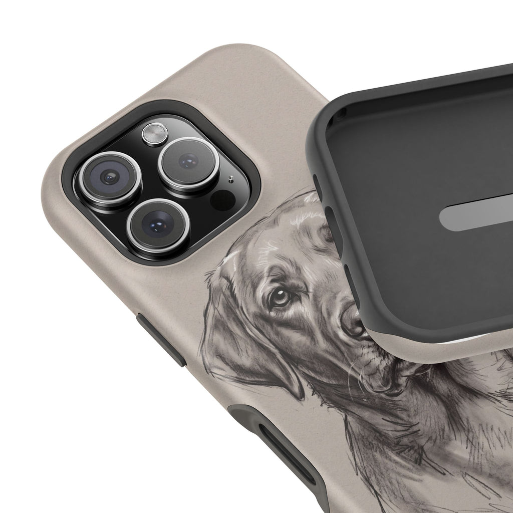 Charcoal Sketch Labrador Phone Case — Tough Magnetic Case with Wireless Charging