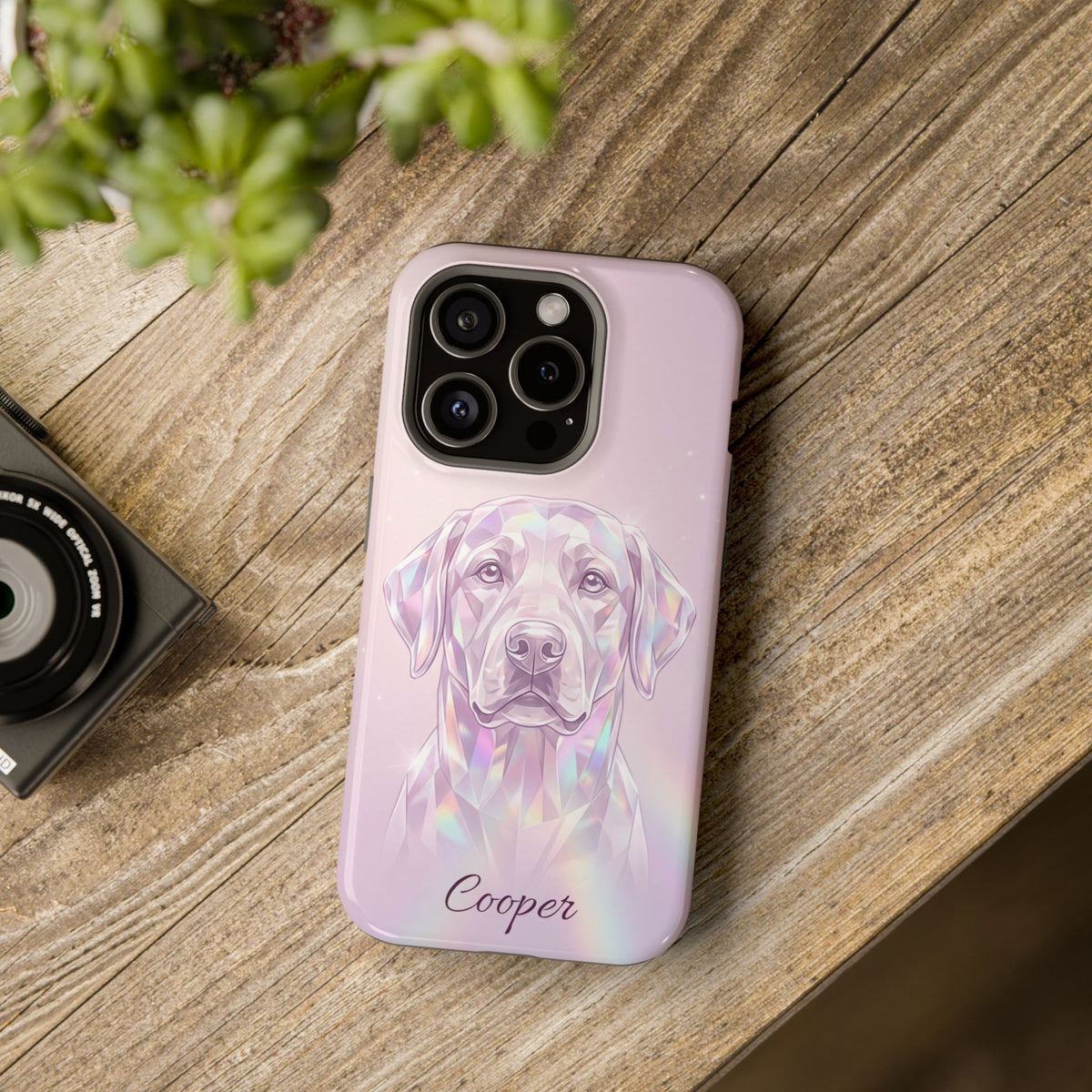 Personalized Crystal Prism Labrador Phone Case — Tough Magnetic Case with Wireless Charging