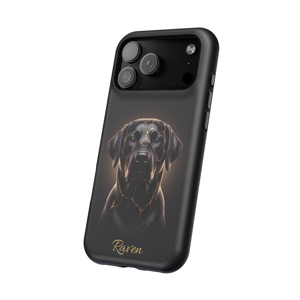 Personalized Obsidian Kintsugi Labrador Phone Case — Tough Magnetic Case with Wireless Charging