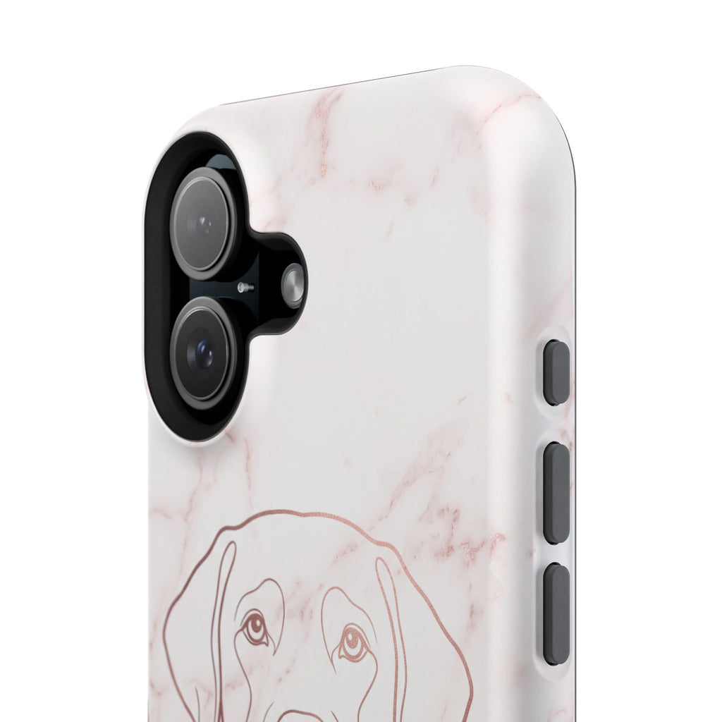 Personalized Rose Gold Marble Labrador Phone Case — Tough Magnetic Case with Wireless Charging