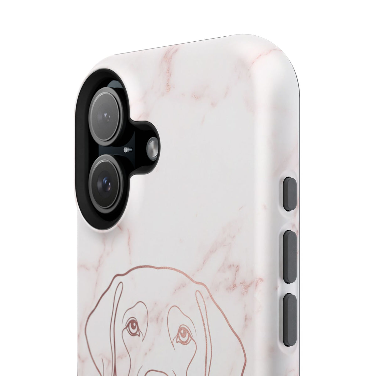 Personalized Rose Gold Marble Labrador Phone Case — Tough Magnetic Case with Wireless Charging