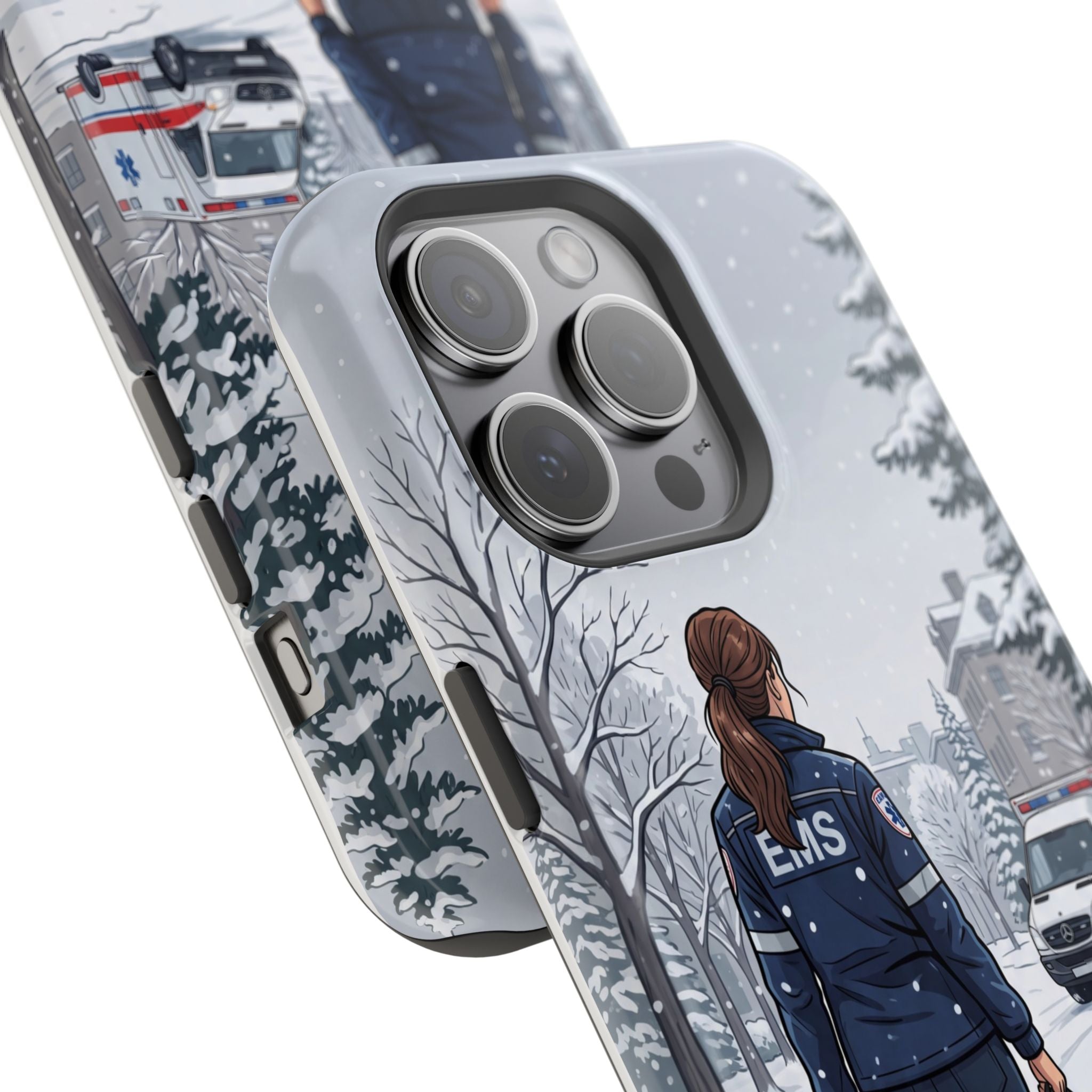 Paramedic/EMT Winter Phone Case — Magnetic Wireless Charging Cover