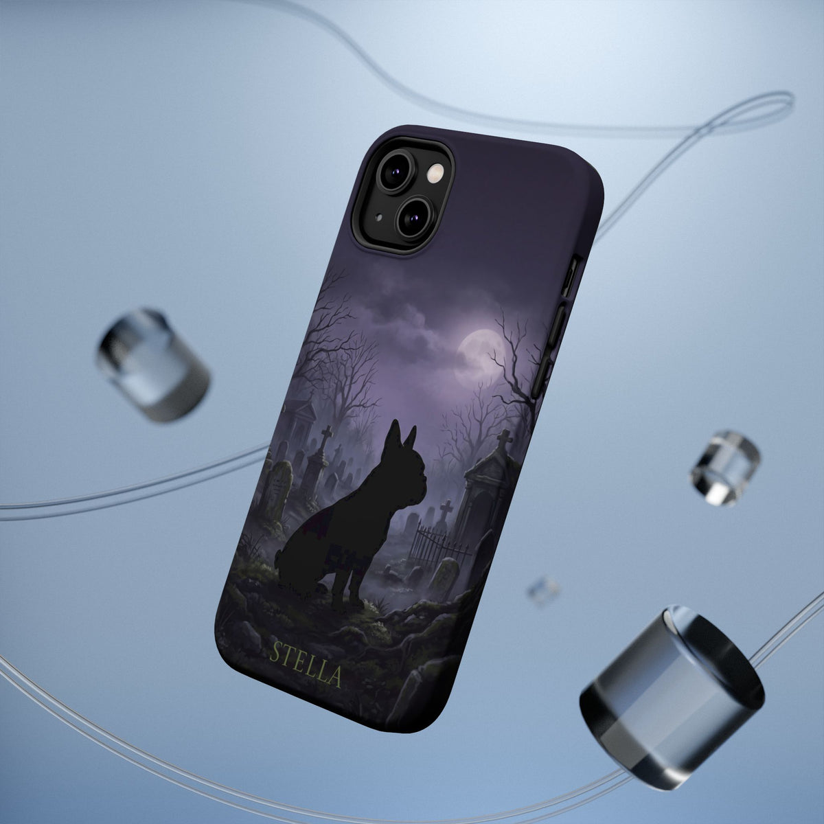 Personalized French Bulldog Moonlit Graveyard Phone Case — Wireless Charging Cover