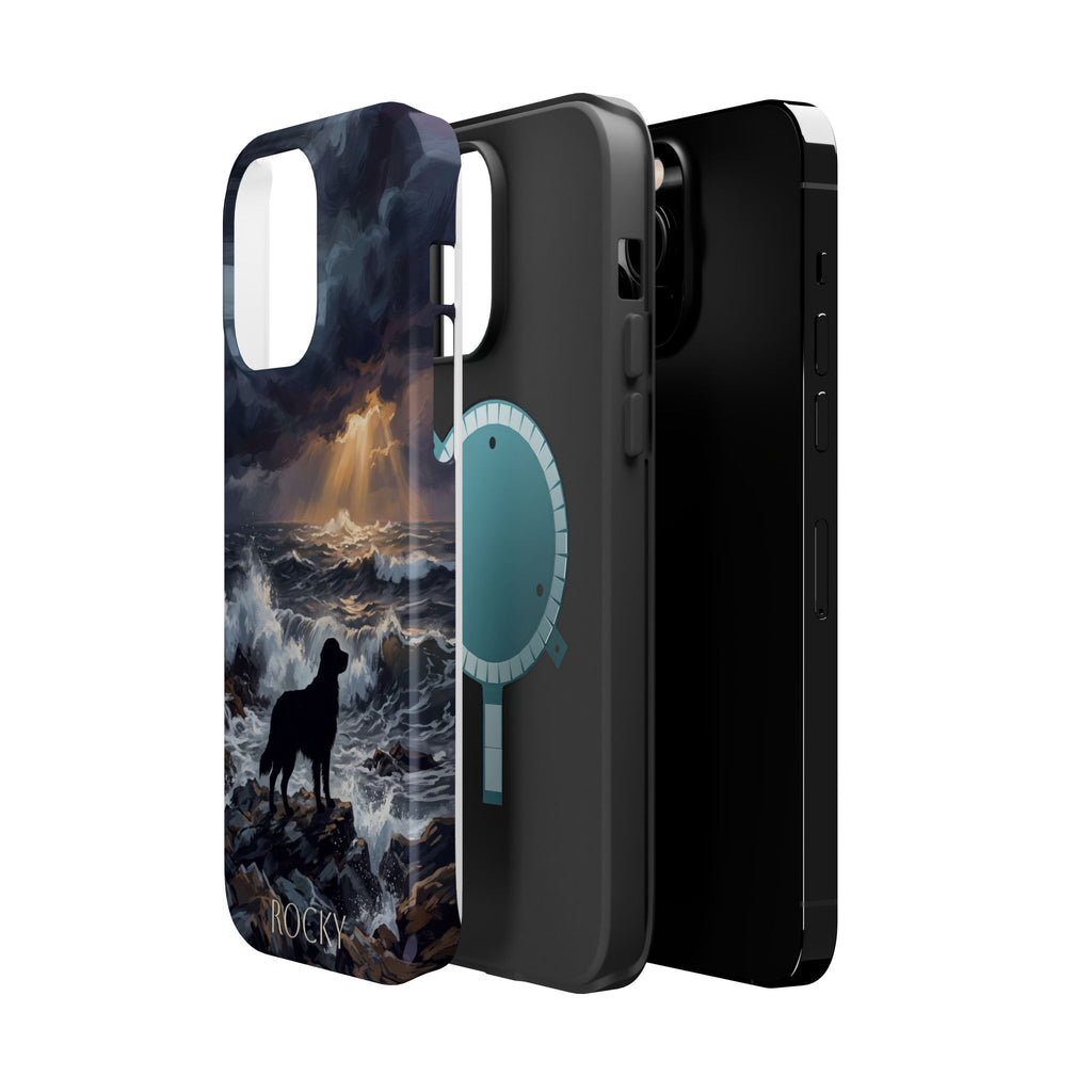 Personalized Golden Retriever Stormy Sea Phone Case — Wireless Charging Cover