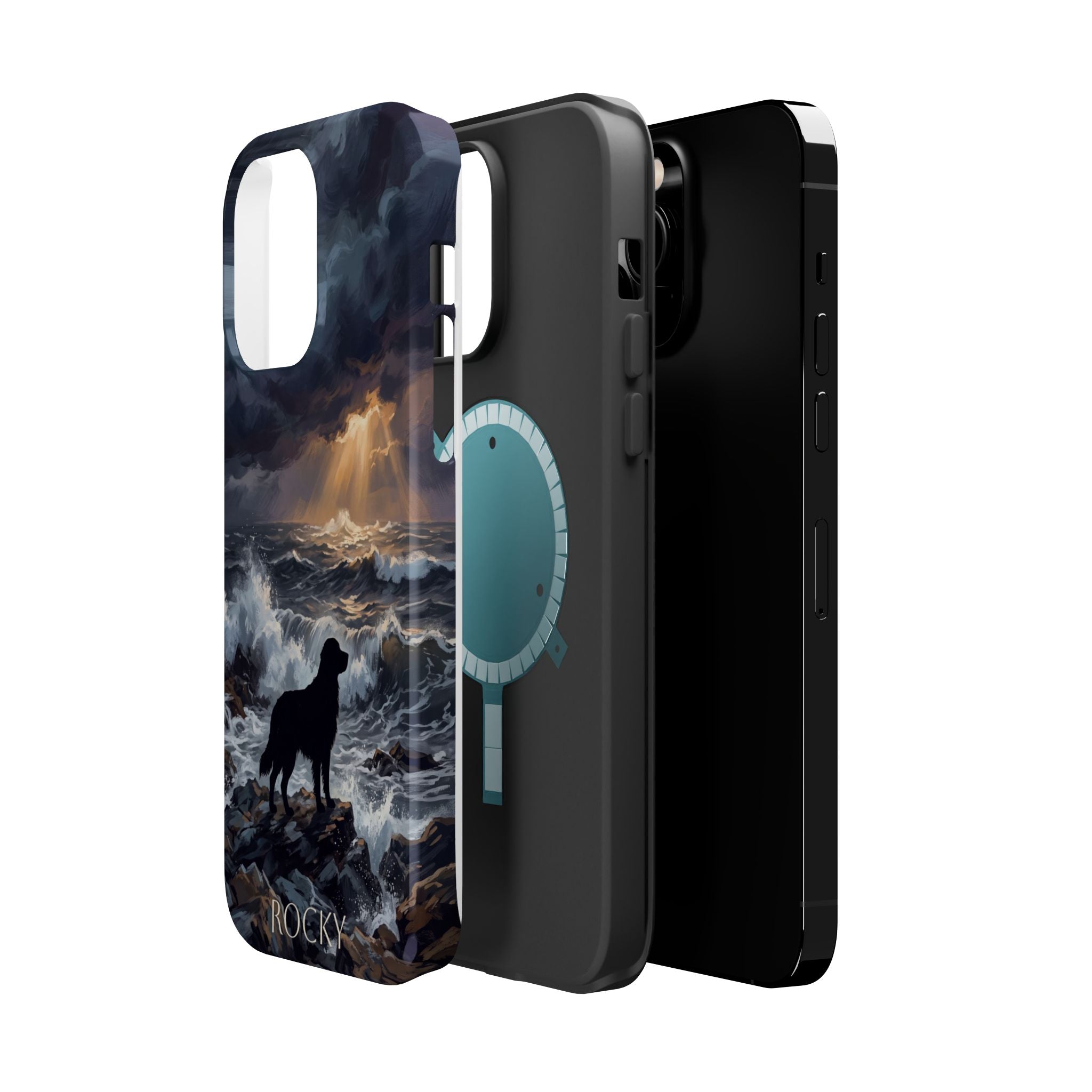 Personalized Golden Retriever Stormy Sea Phone Case — Wireless Charging Cover