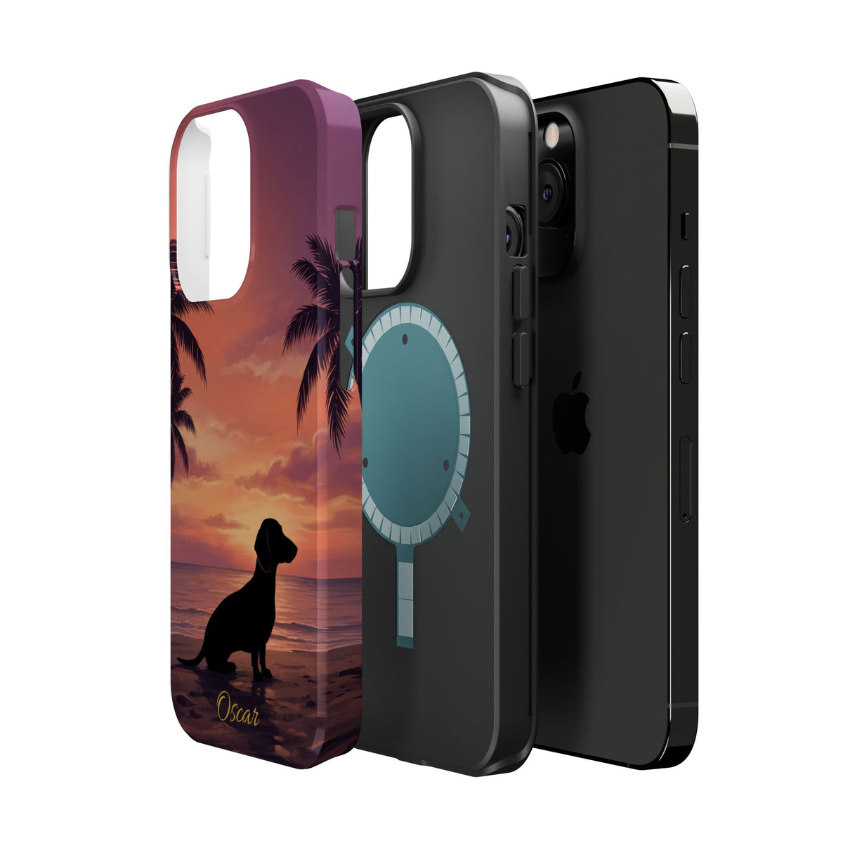 Personalized Dachshund Tropical Beach Sunset Phone Case — Wireless Charging Cover