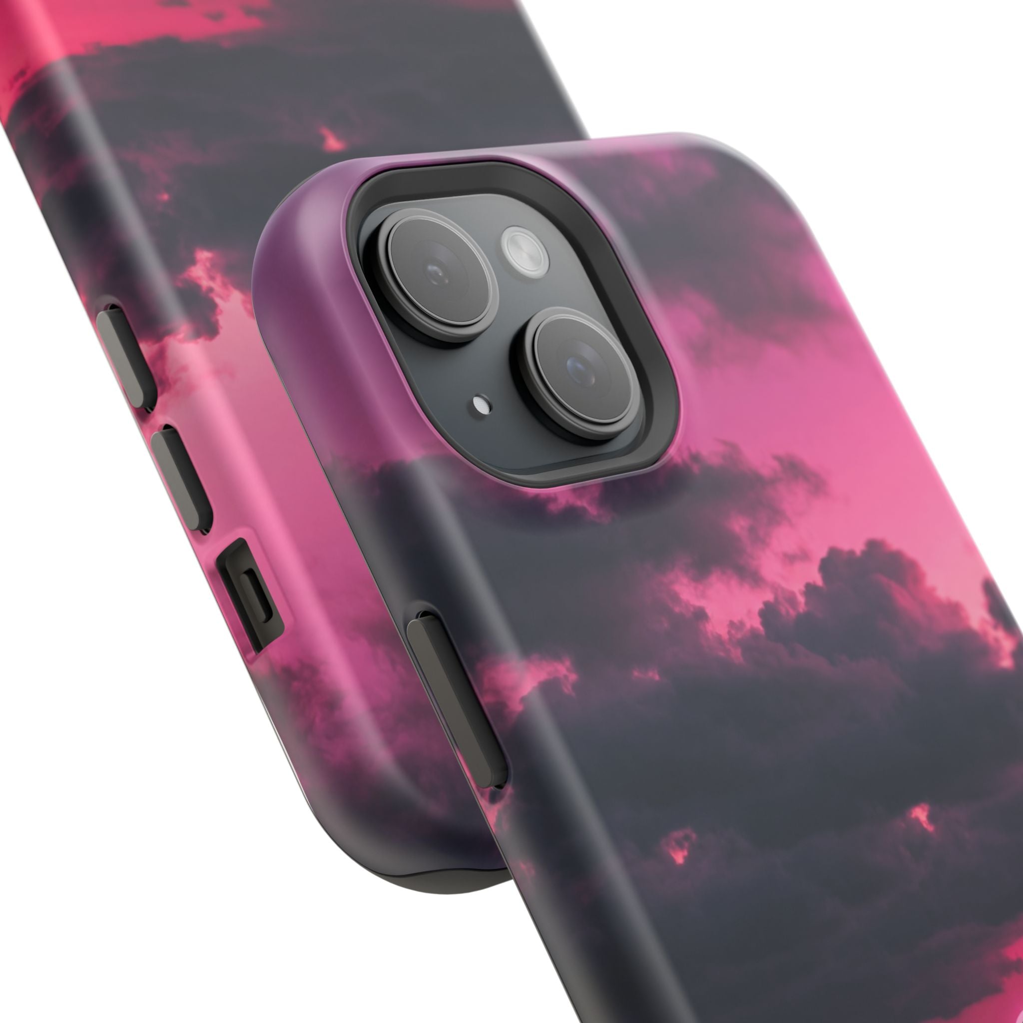Pink Sky Paw Print Phone Case — Impact-Resistant Wireless Charging Cover