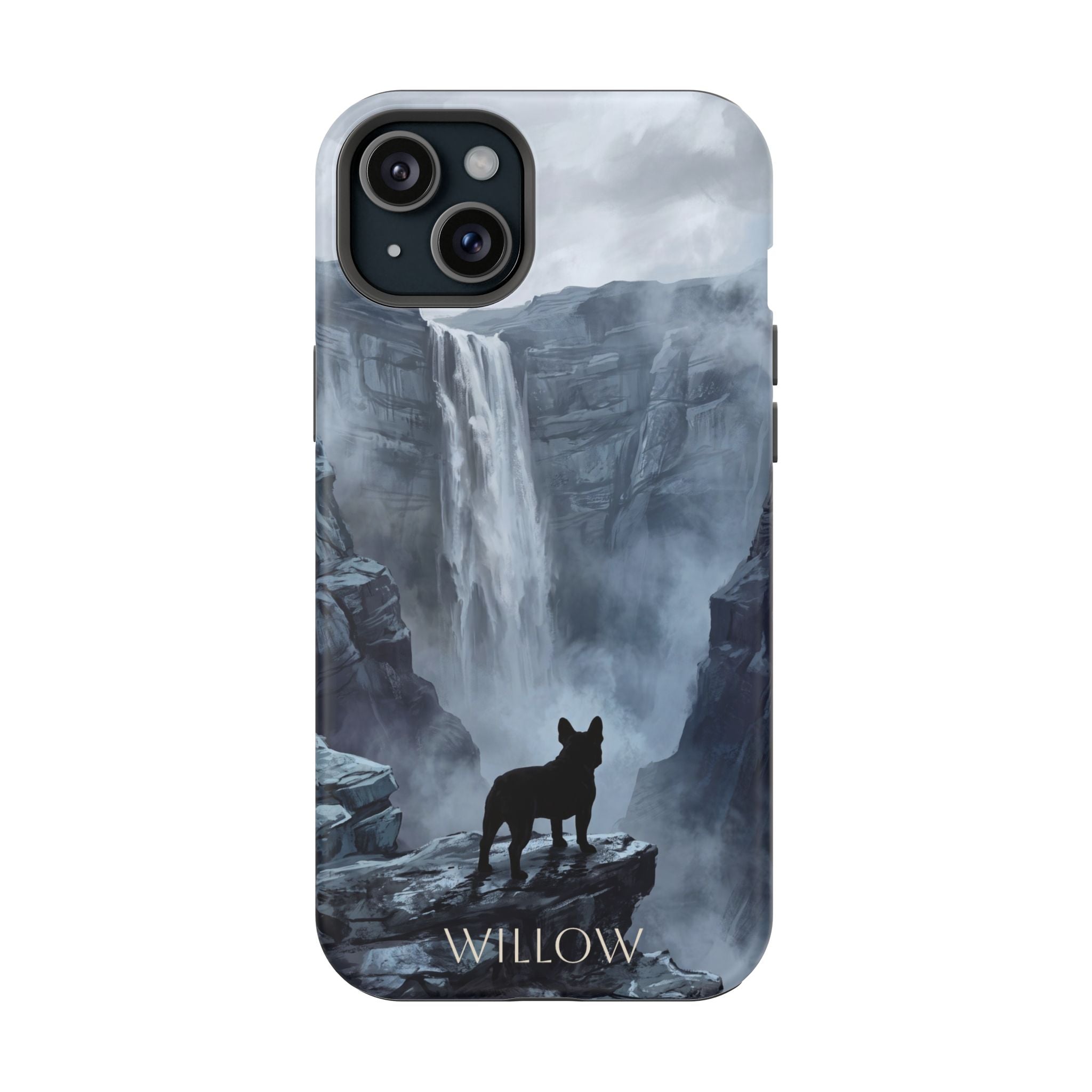 Personalized French Bulldog Misty Waterfall Phone Case — Wireless Charging Cover