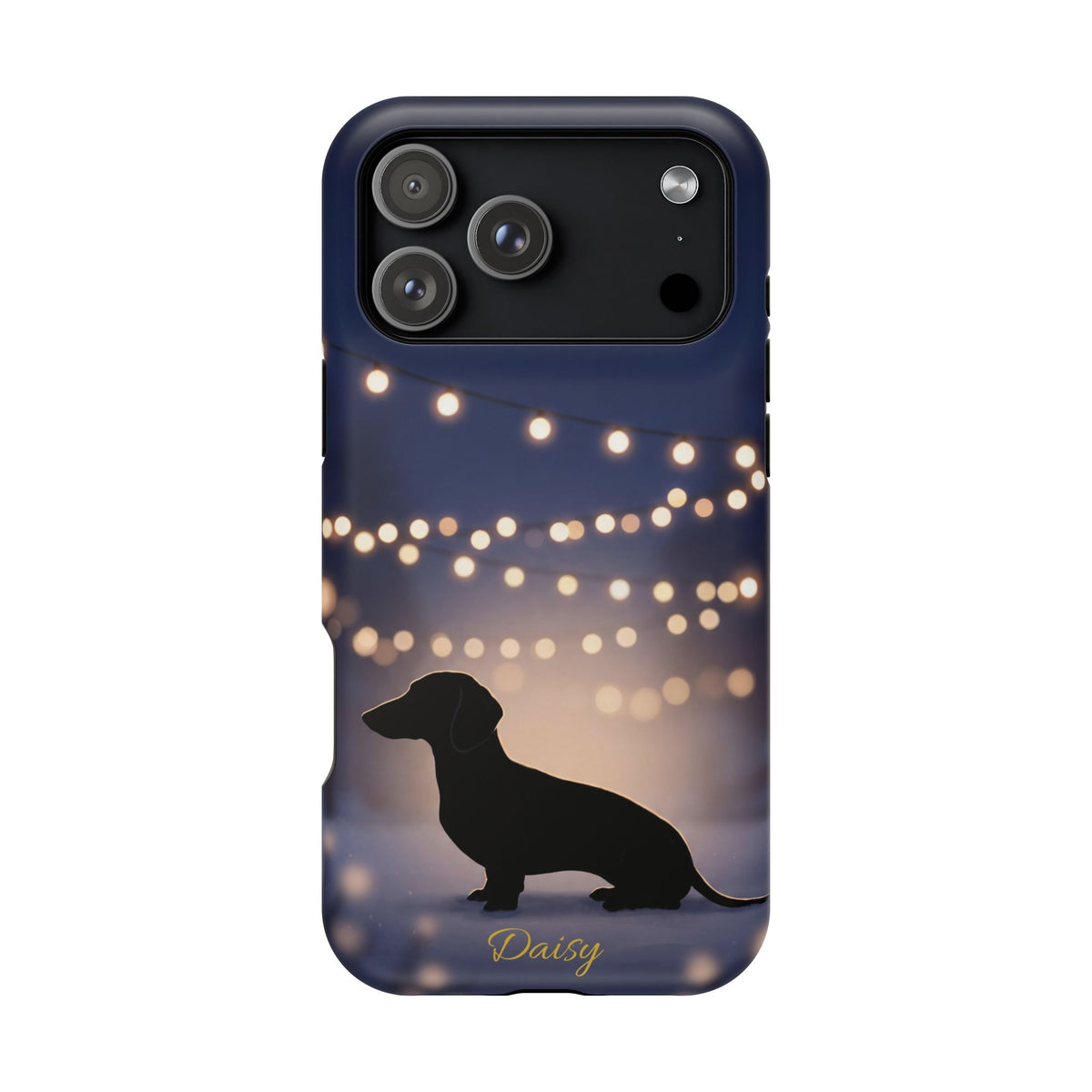 Personalized Dachshund Fairy Lights Phone Case — Wireless Charging Cover